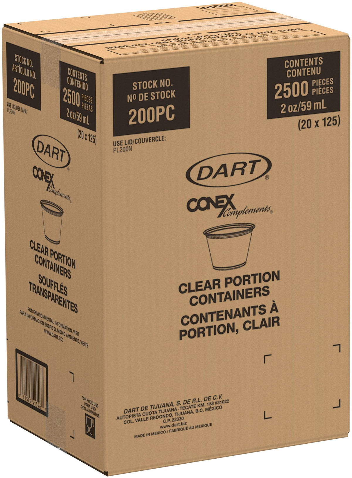 Dart 2 oz Clear PP Plastic Portion Containers - Contact Clear, 2,500 Count – 200PC