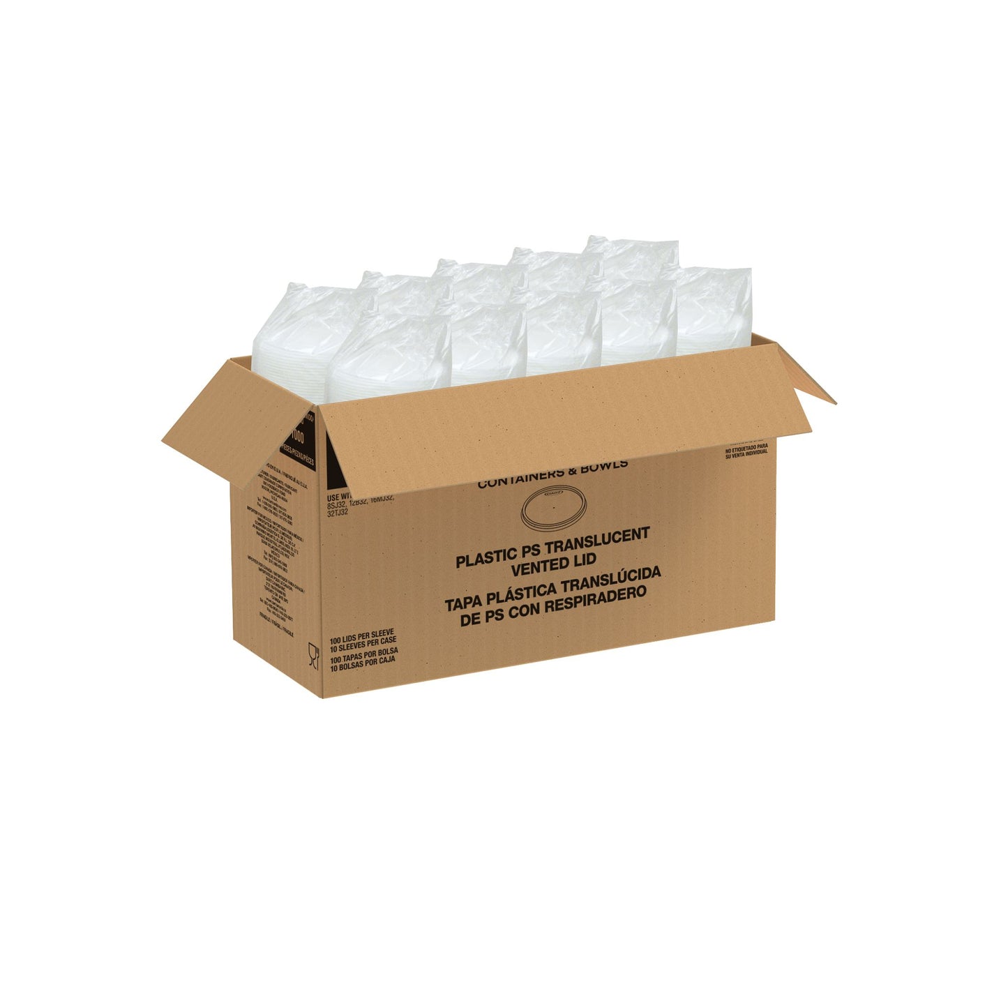 Dart 32 oz Translucent HIPS Plastic Vented Lids, 1,000 Count – 32JLR