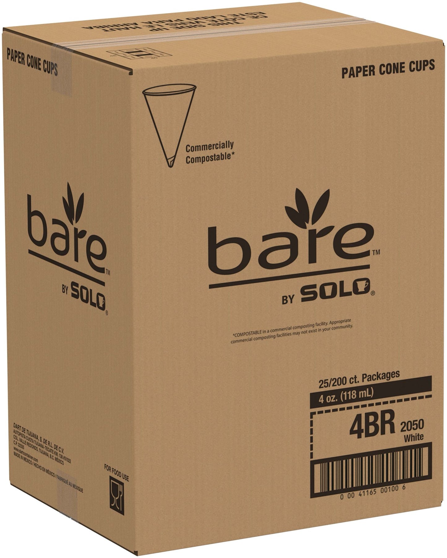 Solo 4 oz White Treated Paper Cone Water Cups, 5,000 Count – 4BR-2050