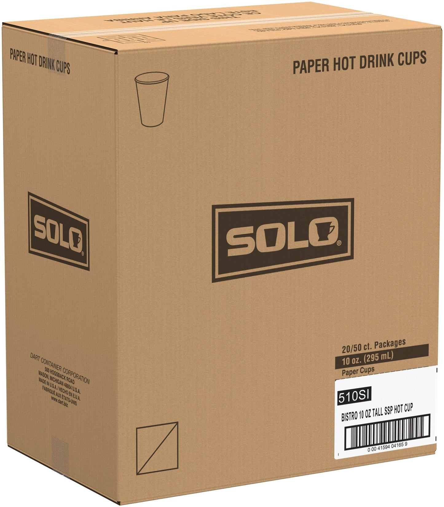 Solo 10 oz Stock Printed SSP Paper Hot Cups - Bistro®, 1,000 Count – 510SI