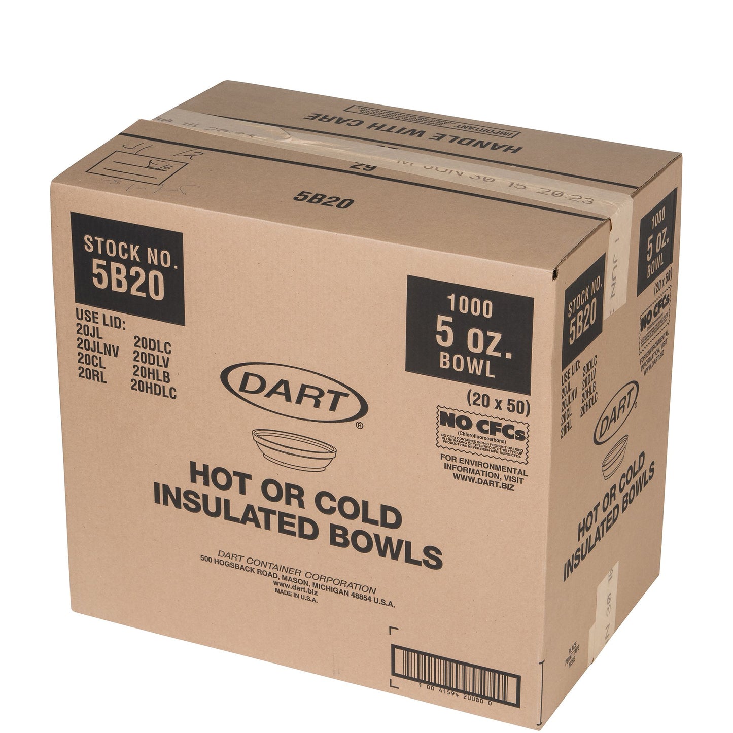 Dart 5 oz White EPS Foam Bowl, 1,000 Count – 5B20