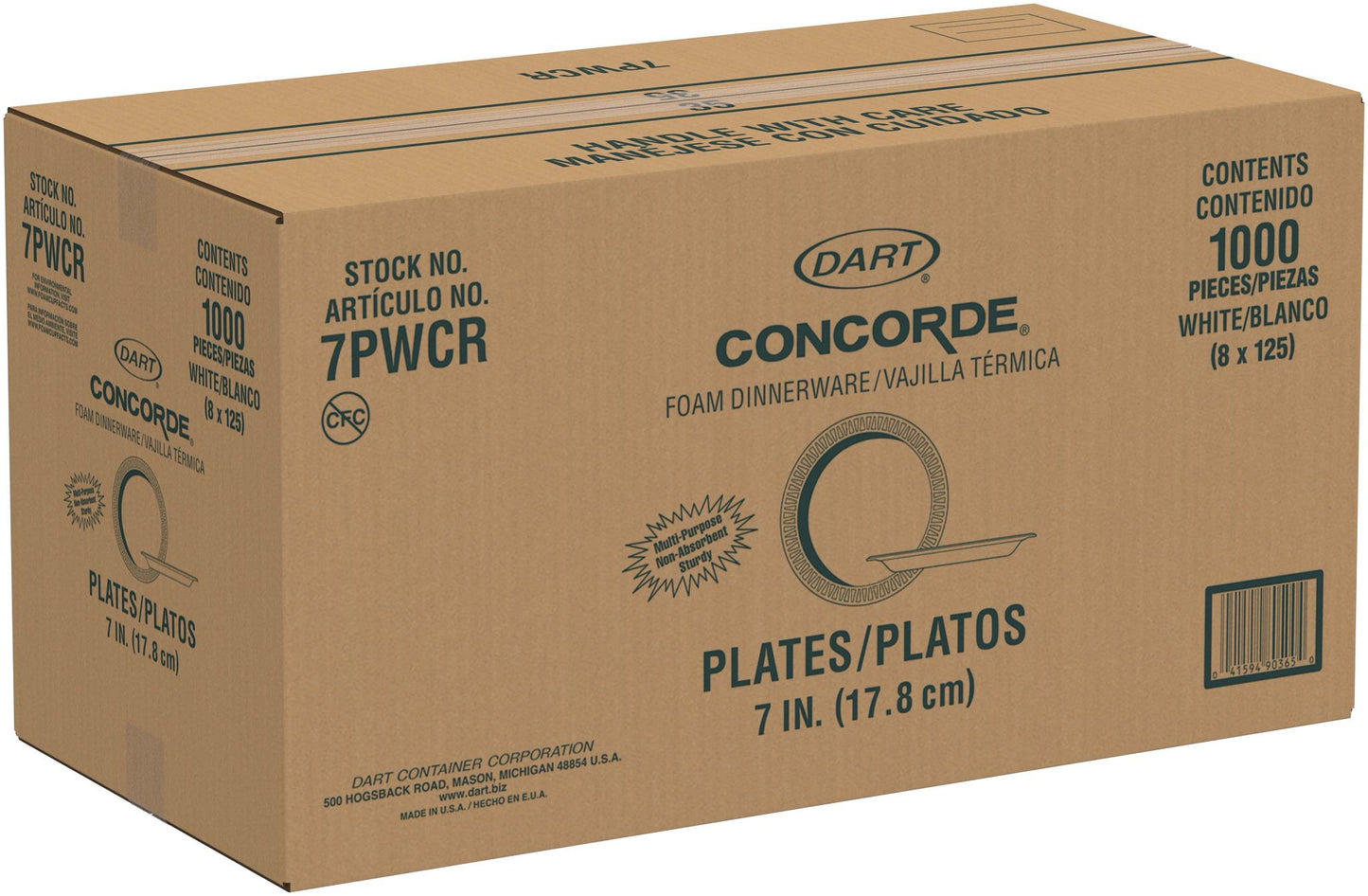 Dart 7 in White XPS Non-Laminated Foam Plates (Reduced Cube), 1,000 Count – 7PWCR