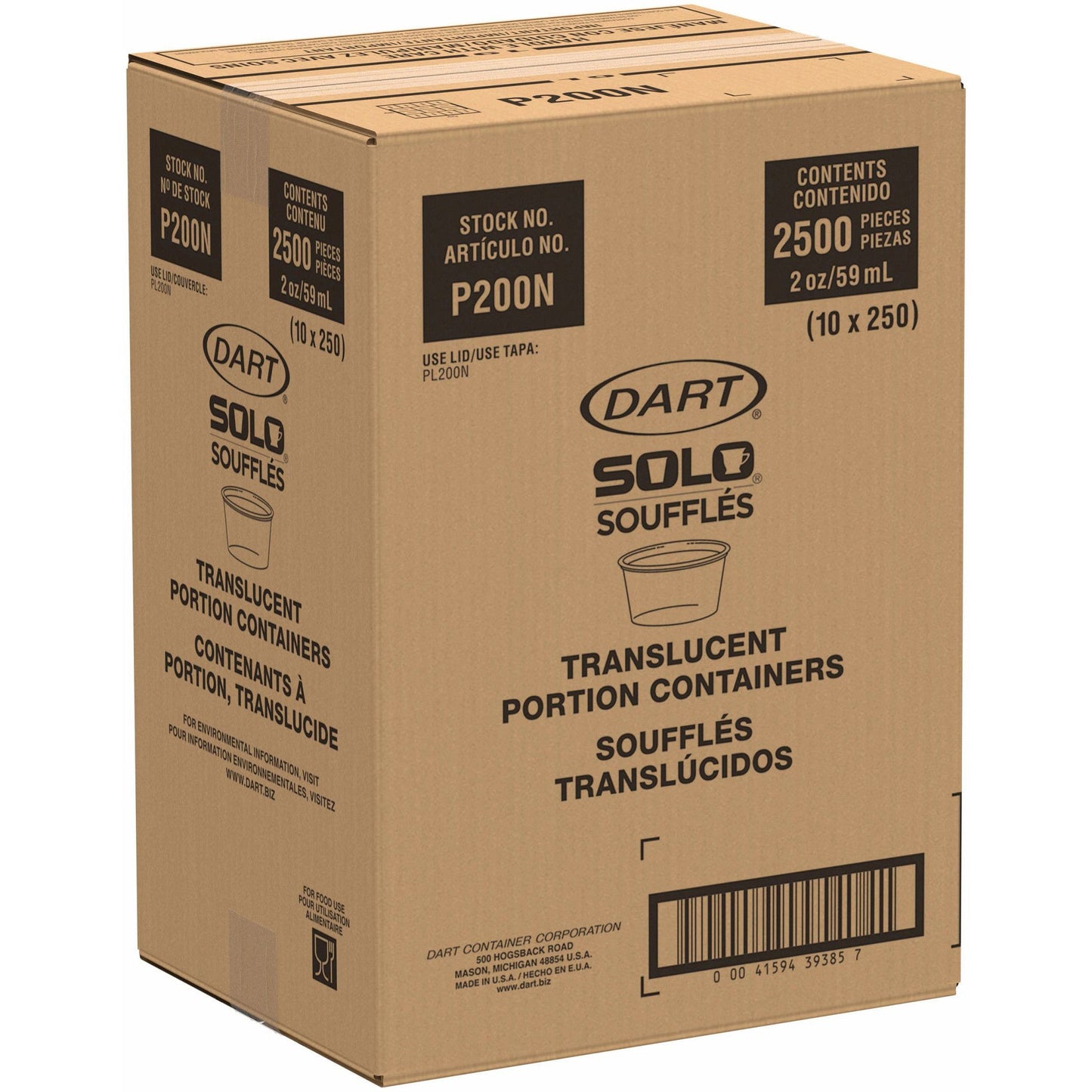 Dart 2 oz Translucent Portion Cups, 2500 Count – P200N – product image