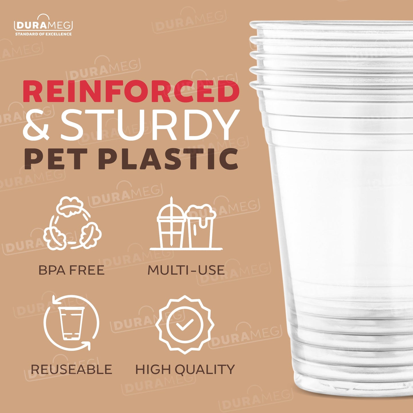 Large Party Plastic Cups with Straw-Slot Flat Lids 16 oz 100 Count - Crystal Clear Disposable Party Cups