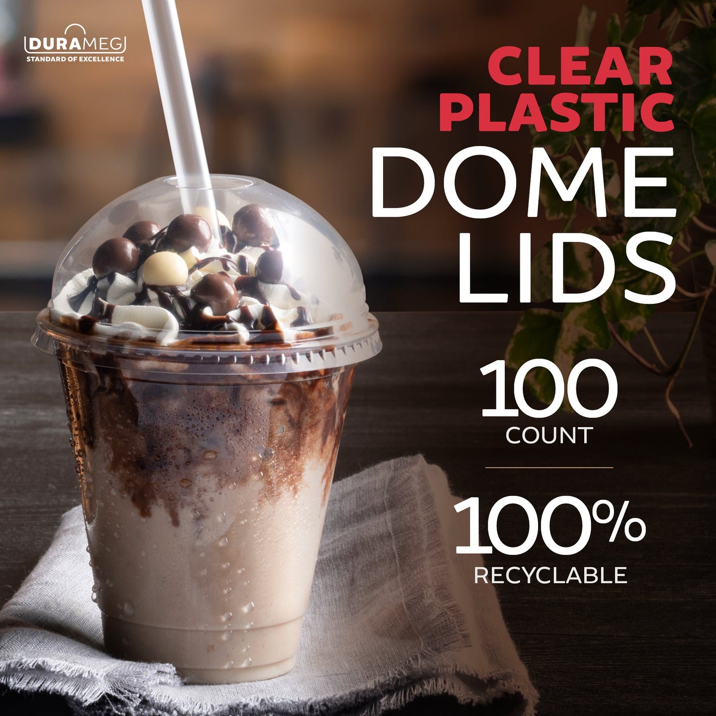 Large Party Plastic Cups with Dome Lids 16 oz 100 Count - Crystal Clear Disposable Cups