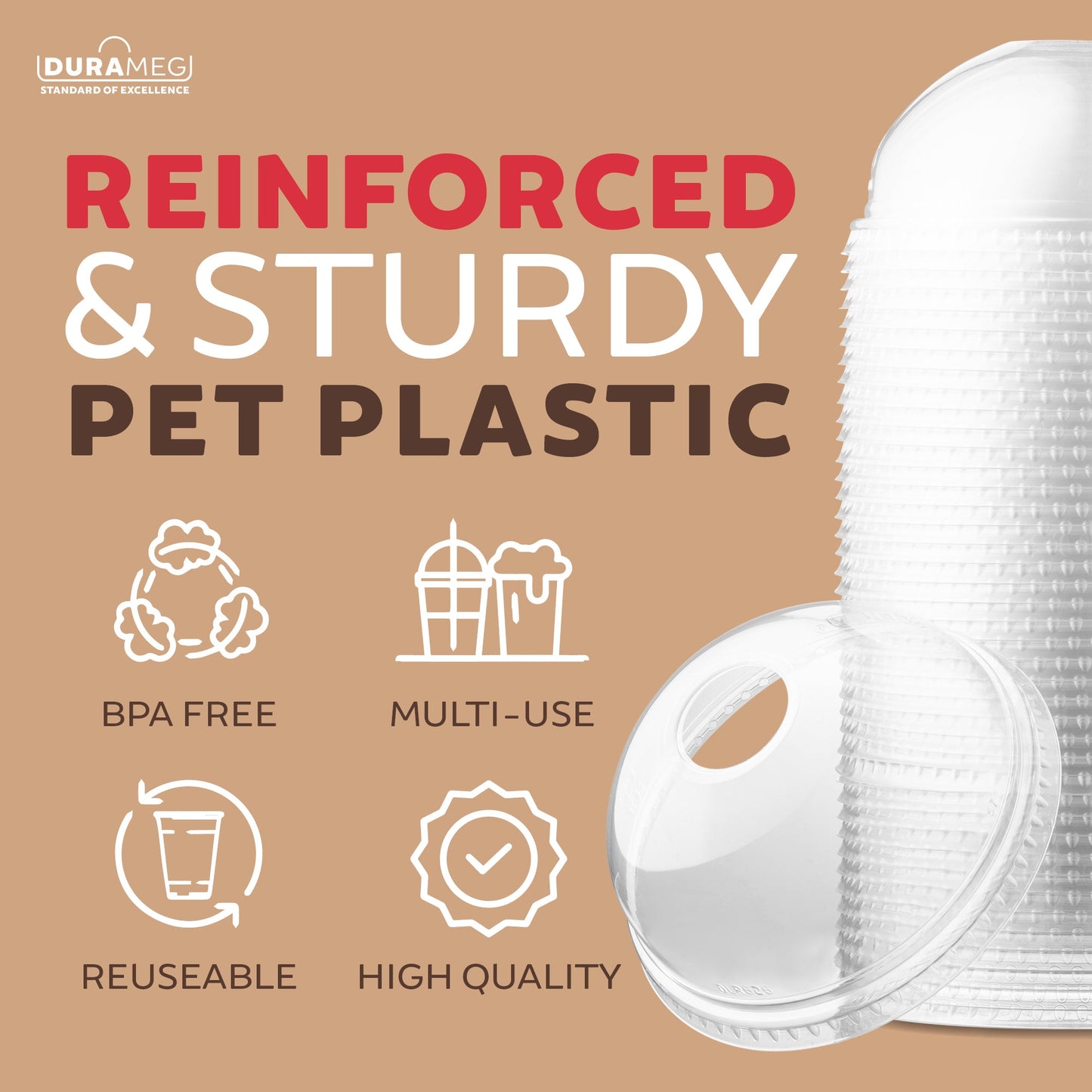 Large Party Plastic Cups with Dome Lids 16 oz 100 Count - Crystal Clear Disposable Cups