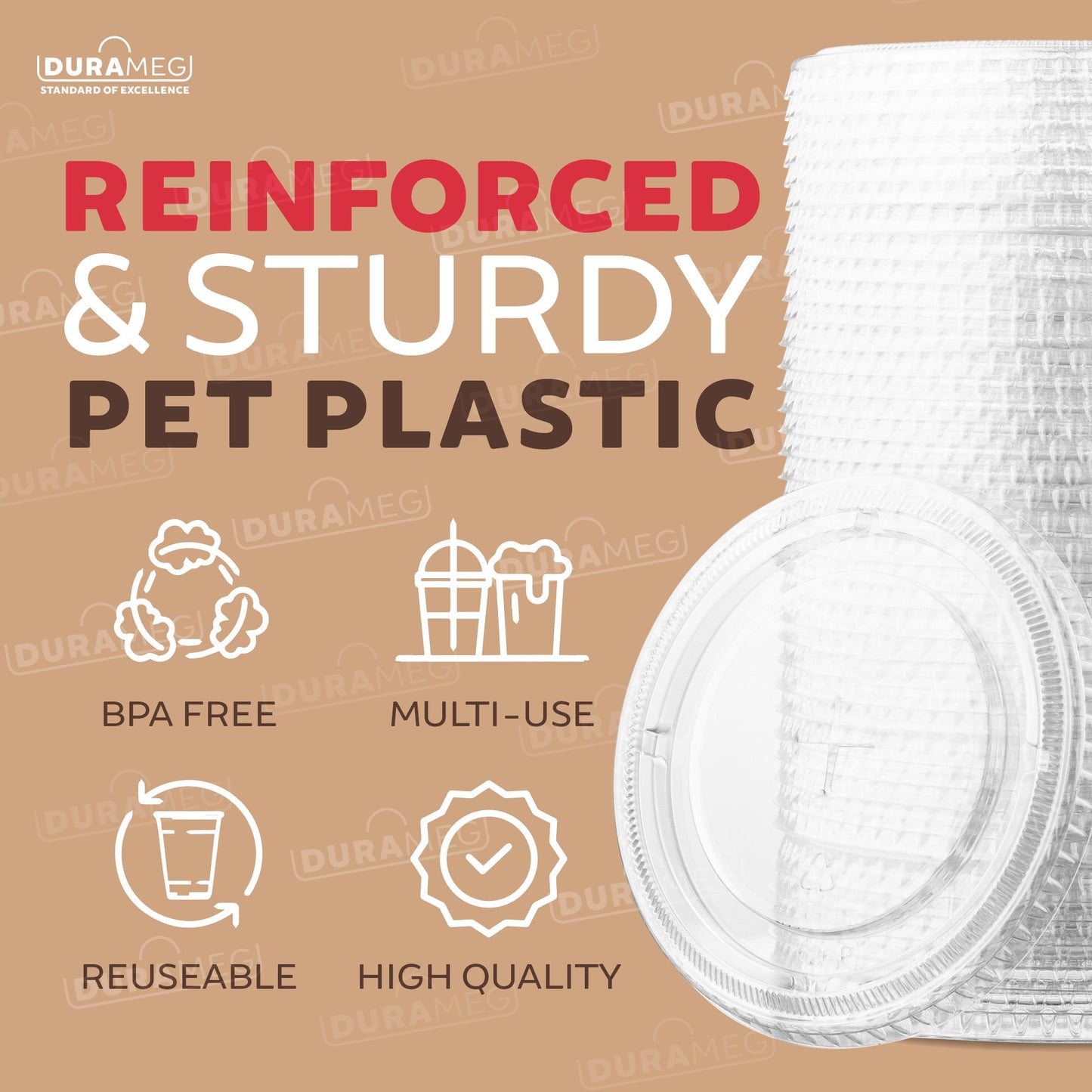 Large Party Plastic Cups with Straw-Slot Flat Lids 16 oz 100 Count - Crystal Clear Disposable Party Cups