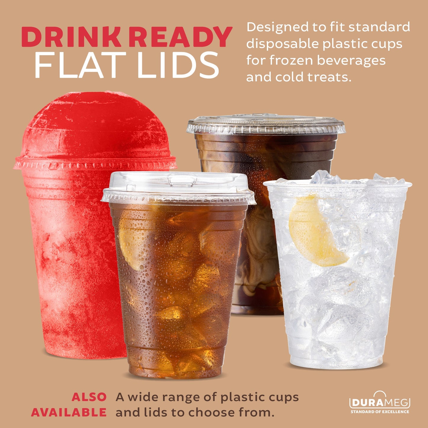 Large Party Plastic Cups with Straw-Slot Flat Lids 16 oz 100 Count - Crystal Clear Disposable Party Cups