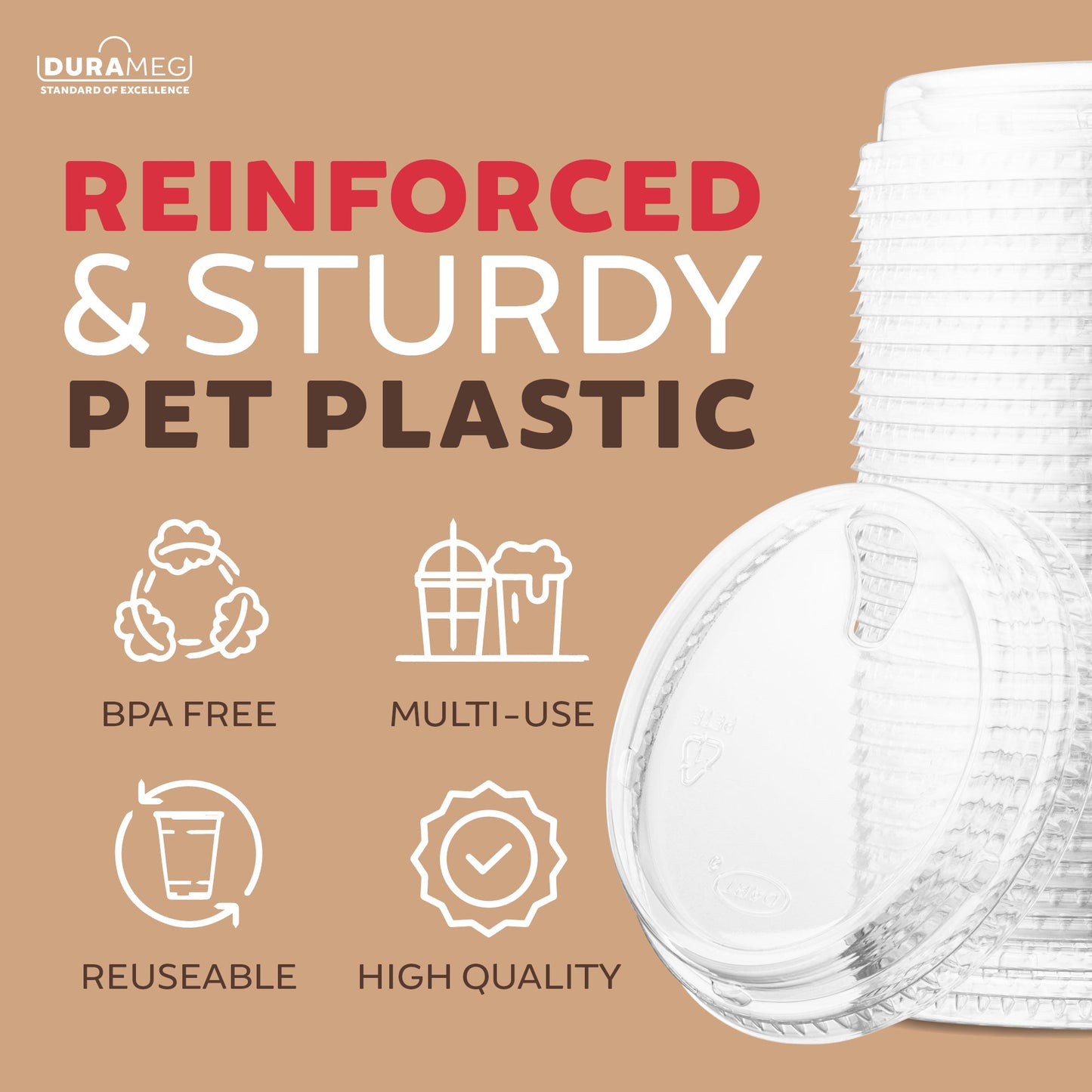 Large Party Plastic Cups with Strawless Sip Lids 12 oz 100 Count - Crystal Clear Disposable Party Cups