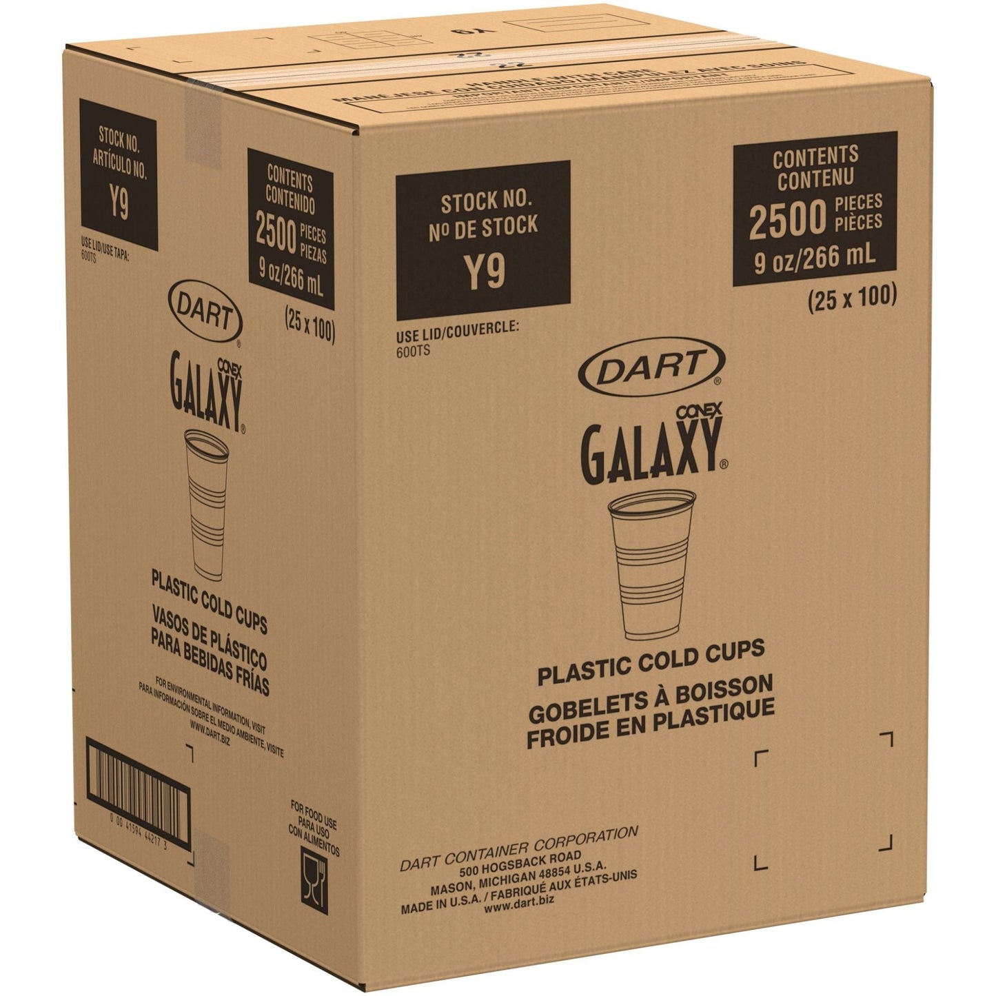 Translucent Plastic Cold Cup 9 oz 2500 Count - Disposable | Dart Conex Galaxy Y9
