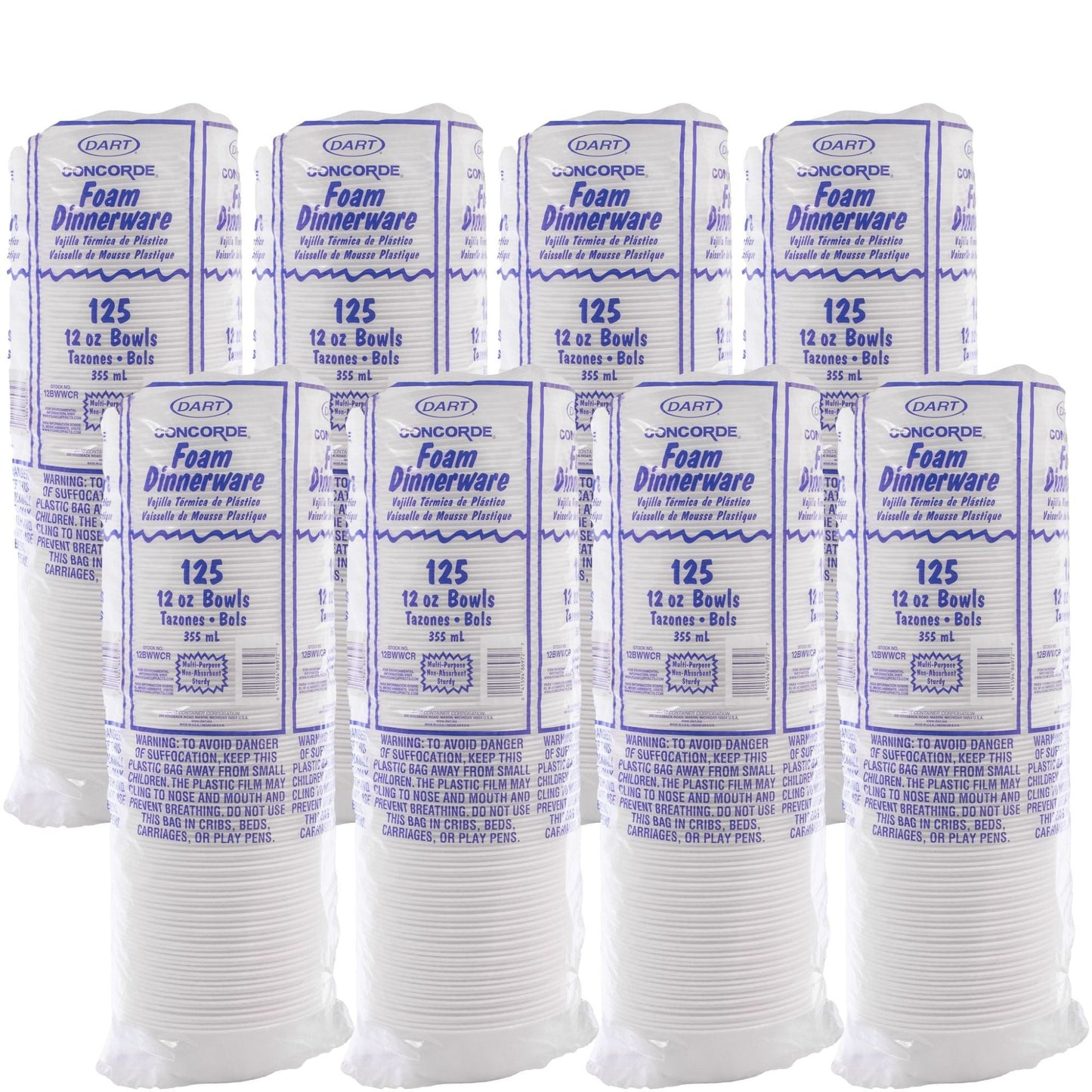 White Non-Laminated Concorde Round Foam Bowl 10-12 oz (1000) | Dart 12BWWCR