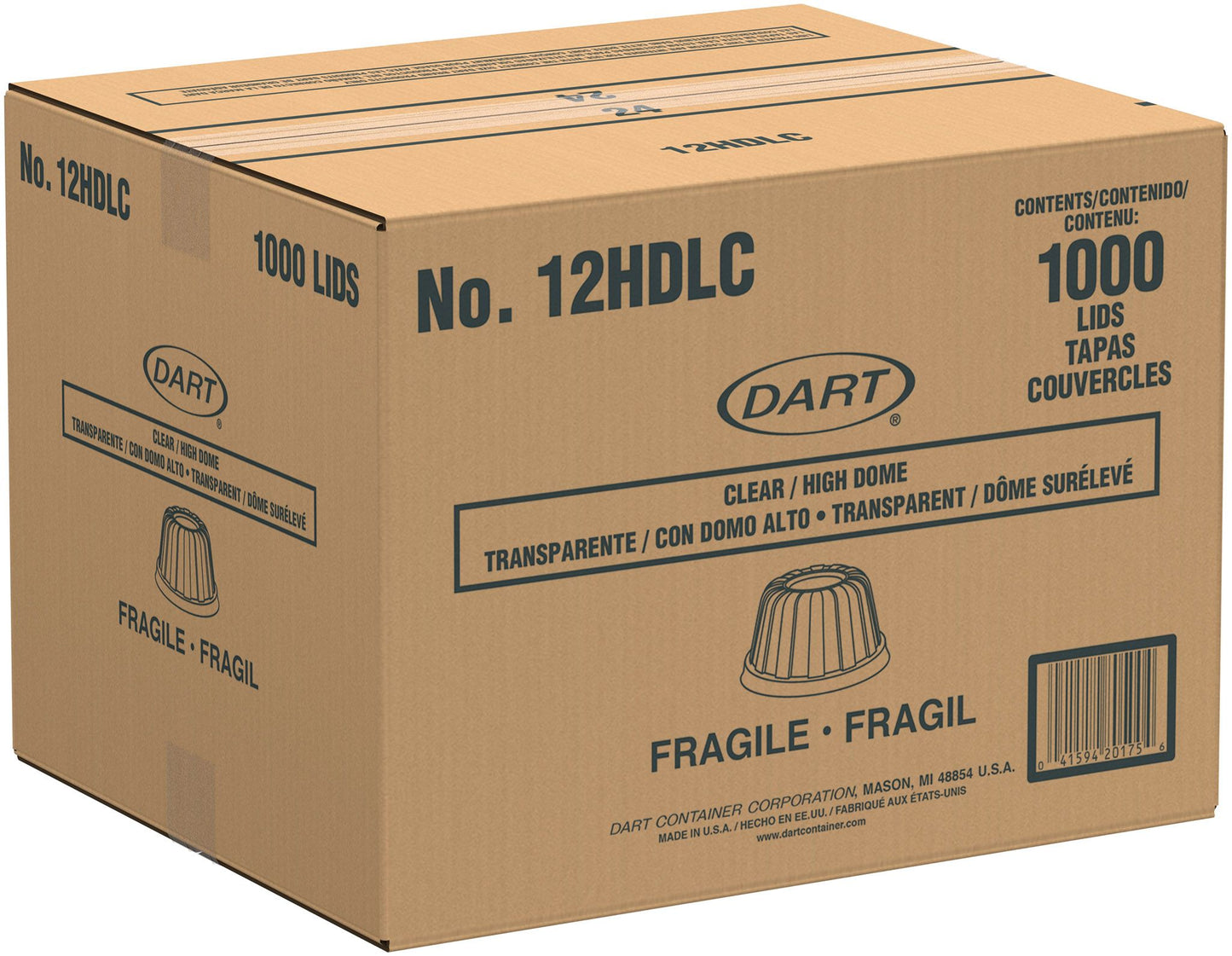 Dart 12 oz Clear OPS Plastic High Dome Lids, 1,000 Count – 12HDLC