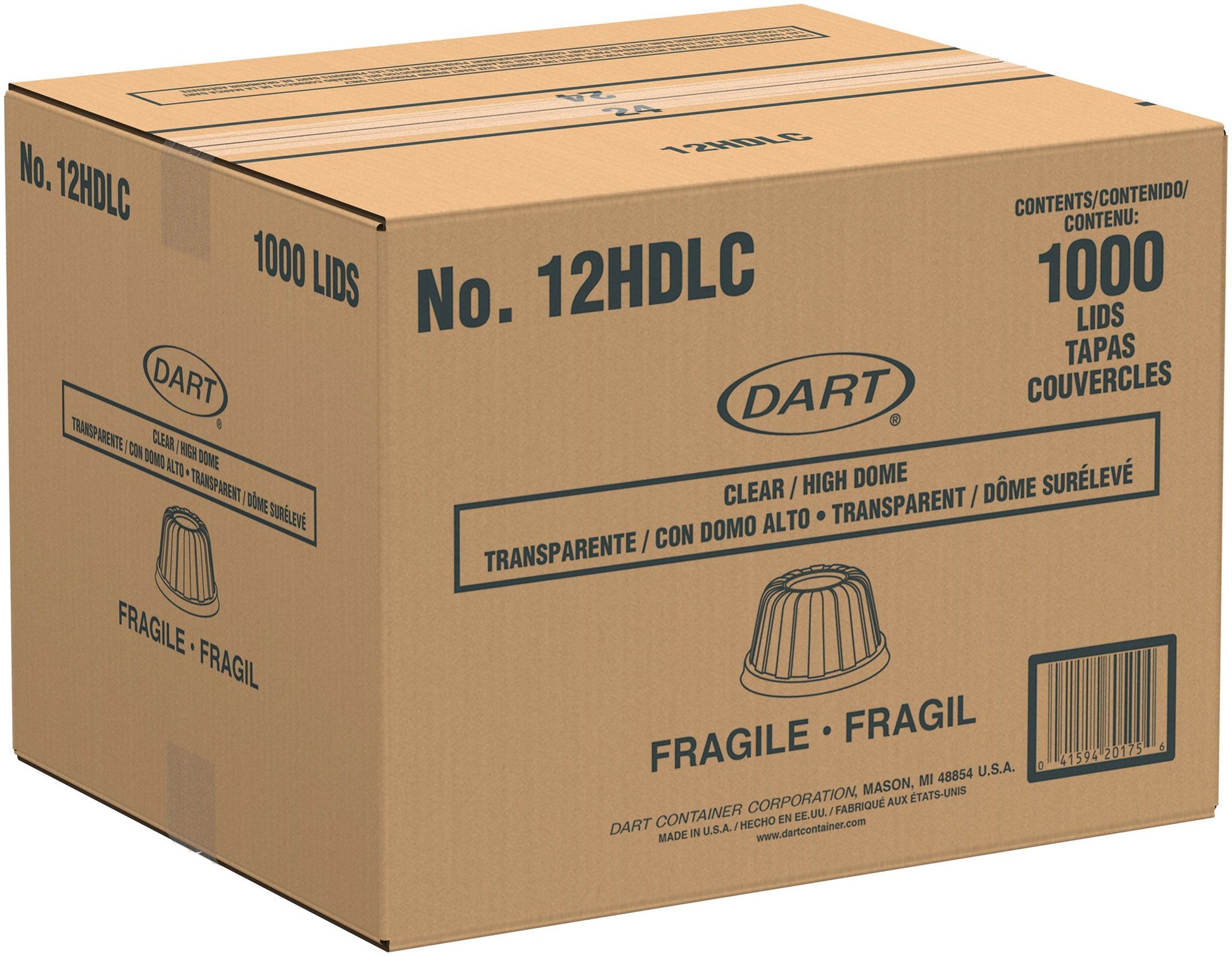 Dart 12 oz Clear OPS Plastic High Dome Lids, 1,000 Count – 12HDLC