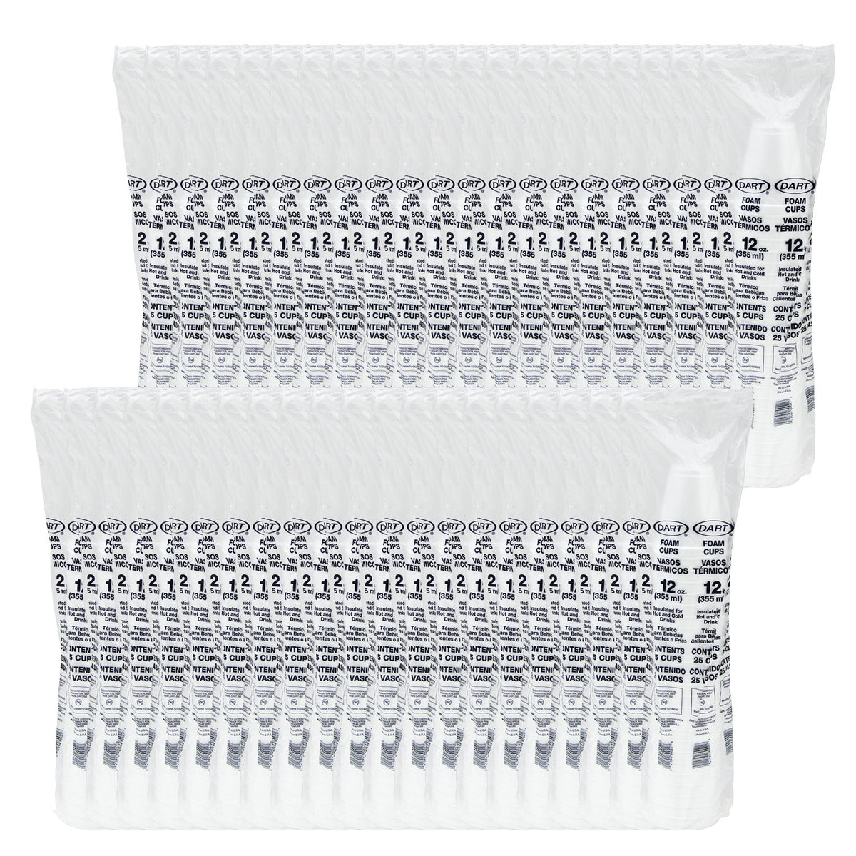 Dart 12 oz White Squat EPS Foam Cups, 1,000 Count – 12J16