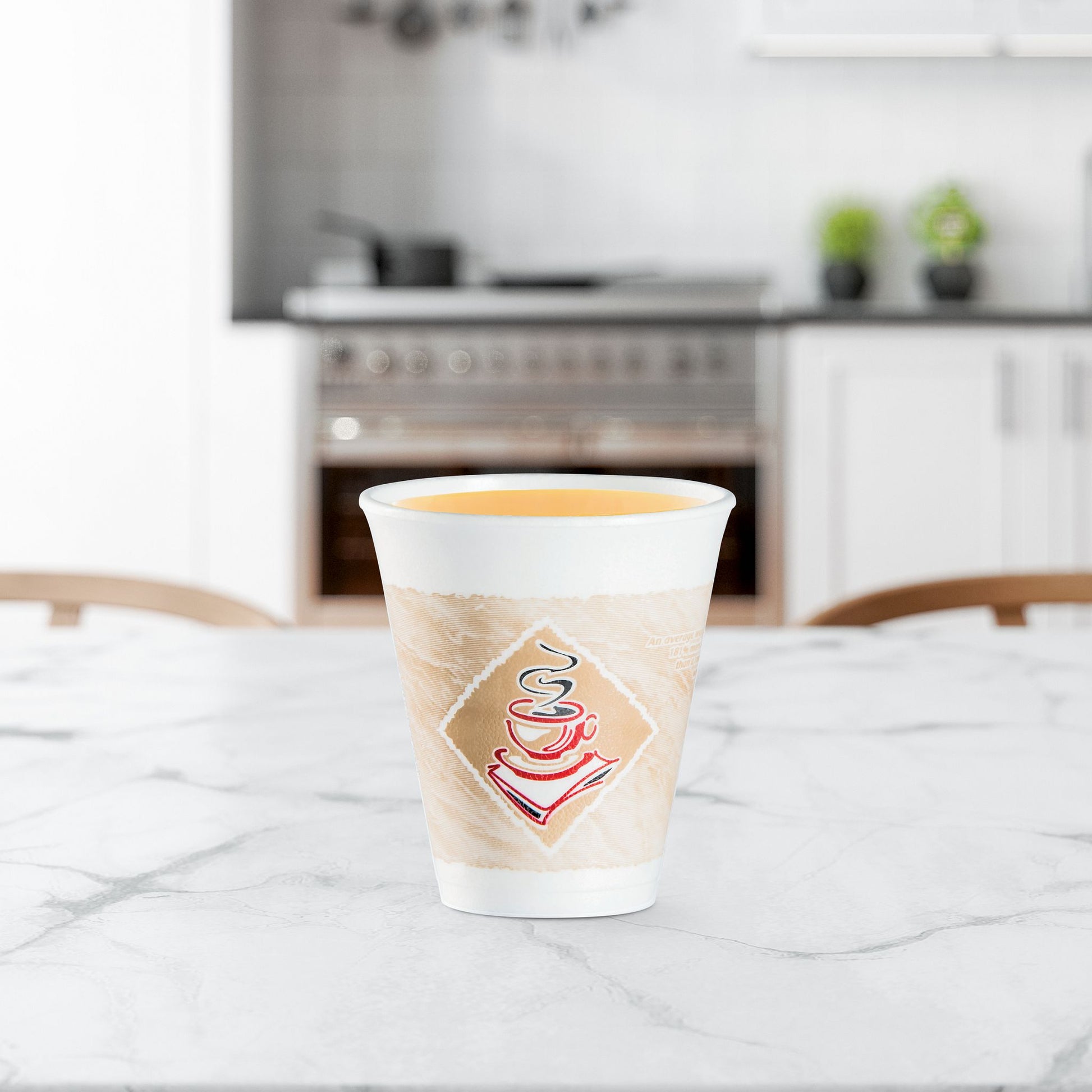 Dart 12 oz Stock Printed EPS Foam Cups - Café G® - Red, 1,000 Count – 12X16G