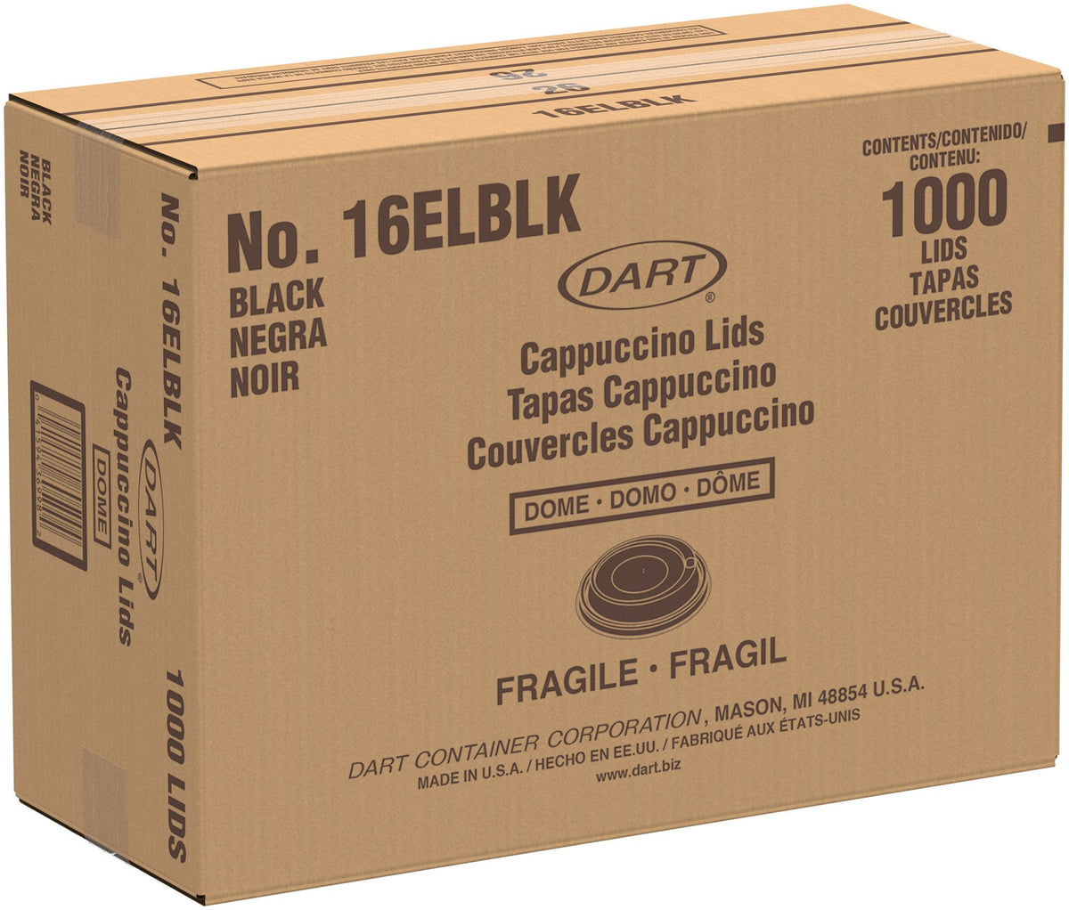 Dart 12-24 oz Black HIPS Plastic Cappuccino Lids, 1,000 Count – 16ELBLK