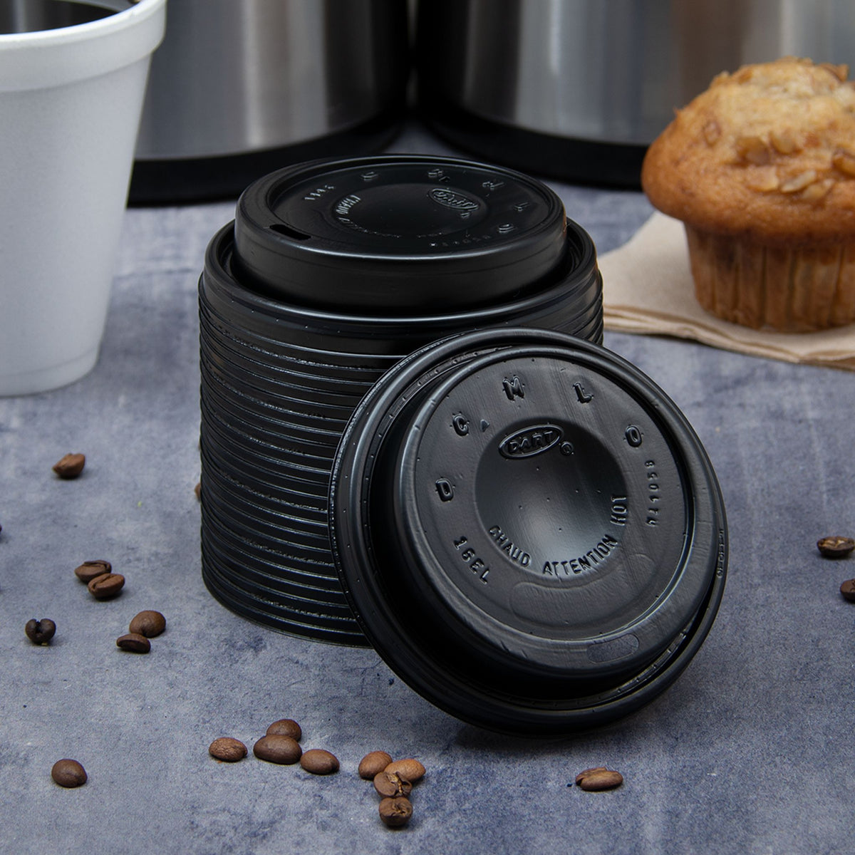 Dart 12-24 oz Black HIPS Plastic Cappuccino Lids, 1,000 Count – 16ELBLK