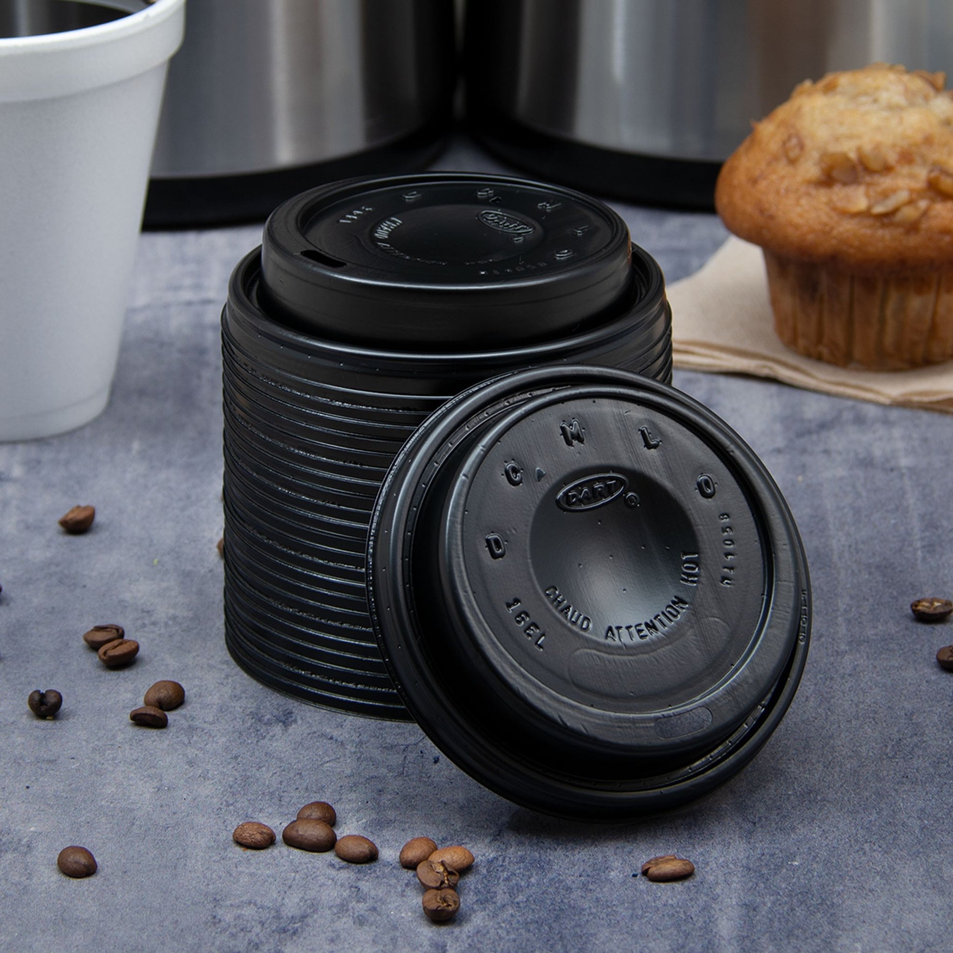 Dart 12-24 oz Black HIPS Plastic Cappuccino Lids, 1,000 Count – 16ELBLK