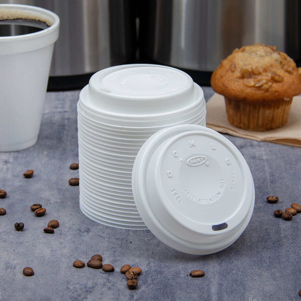 Dart 12-24 oz White HIPS Plastic Cappuccino Lids, 1,000 Count – 16EL