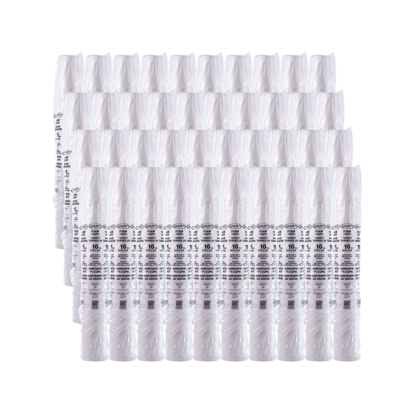 White Insulated Foam Cups 16 oz 1000 Count - Disposable J Cup® | Dart 16J16