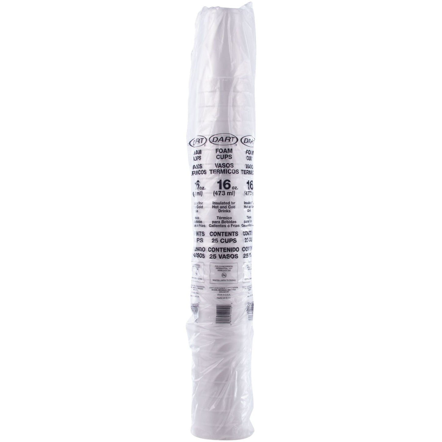 White Insulated Foam Cups 16 oz 1000 Count - Disposable J Cup® | Dart 16J16
