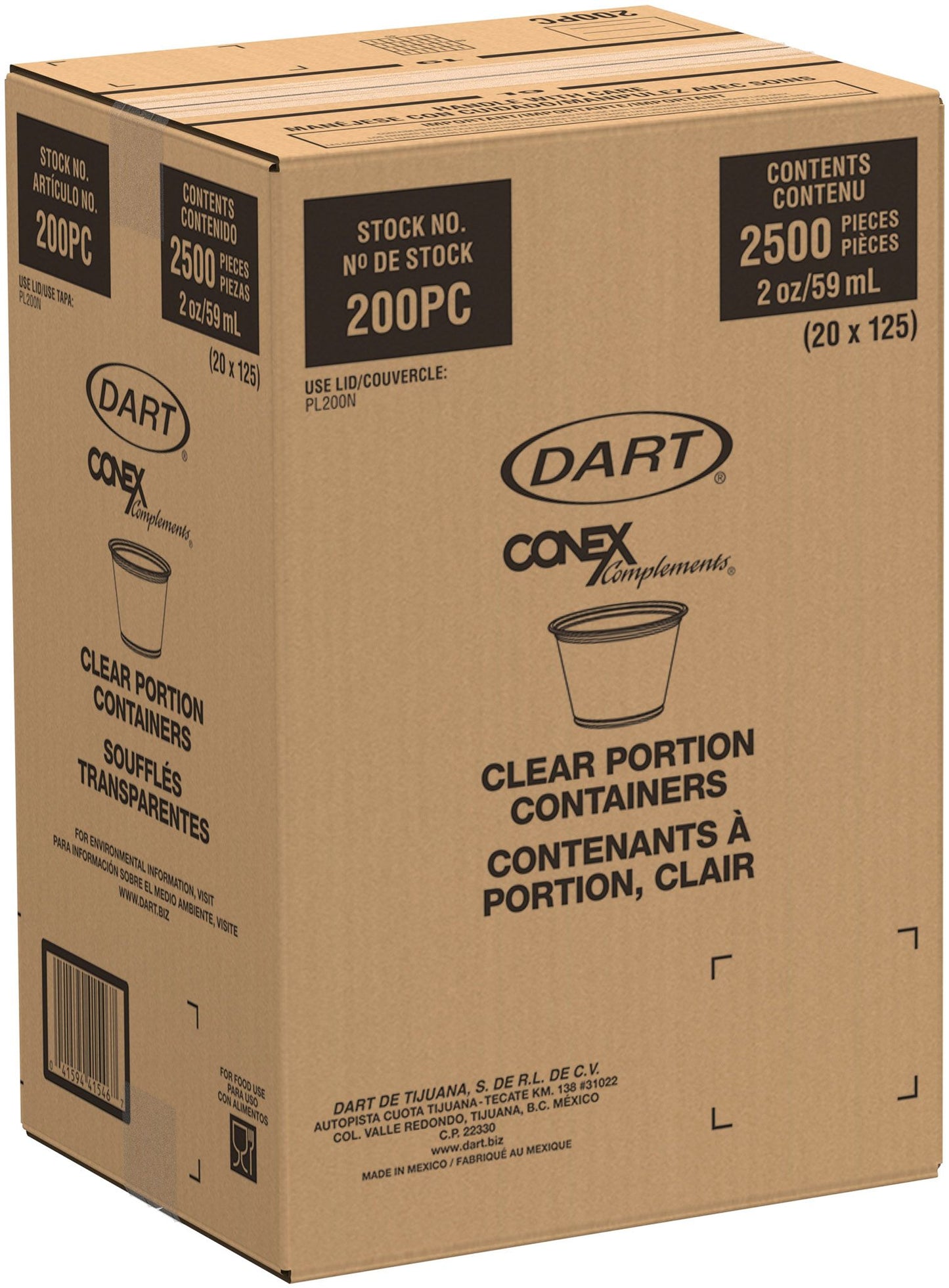 Dart 2 oz Clear PP Plastic Portion Containers - Contact Clear, 2,500 Count – 200PC