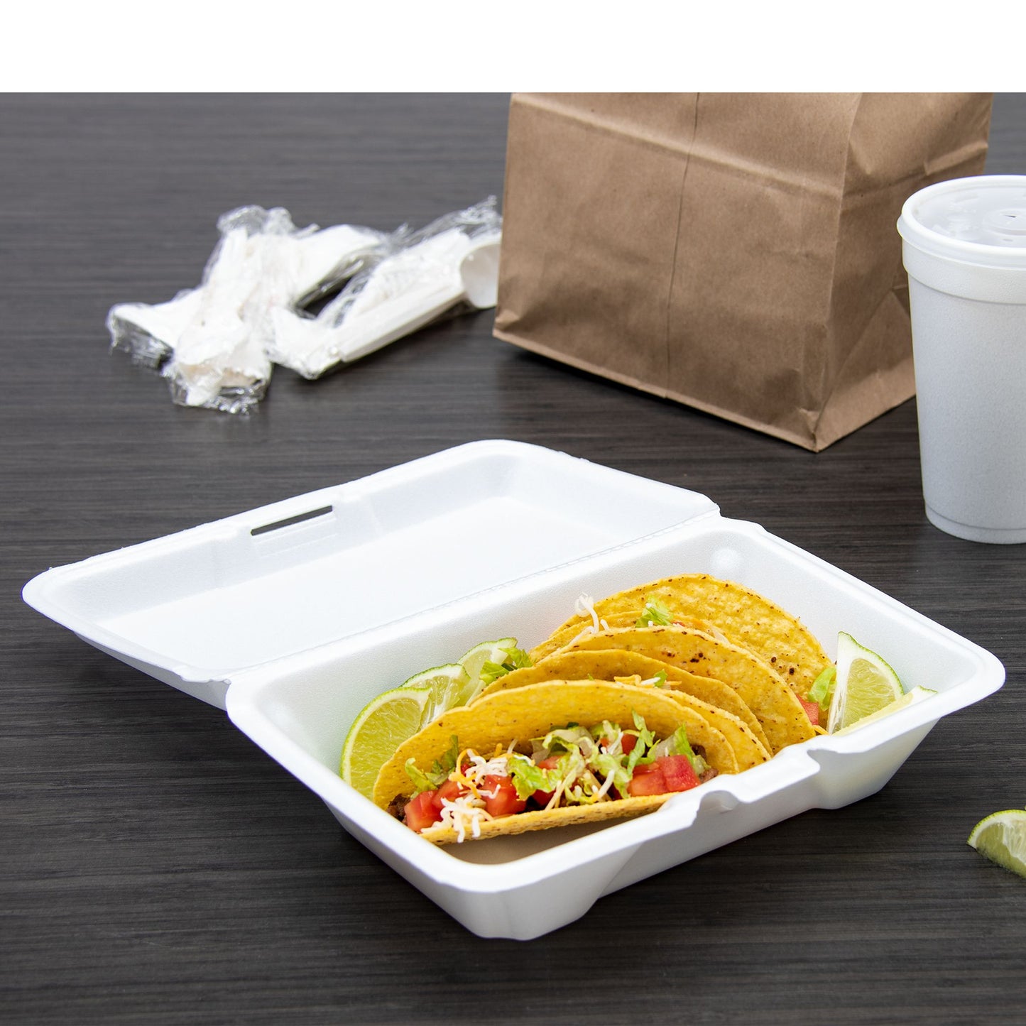 Dart 9 x 6 in White XPS Foam Containers with Removable Lid, 200 Count – 205HT1