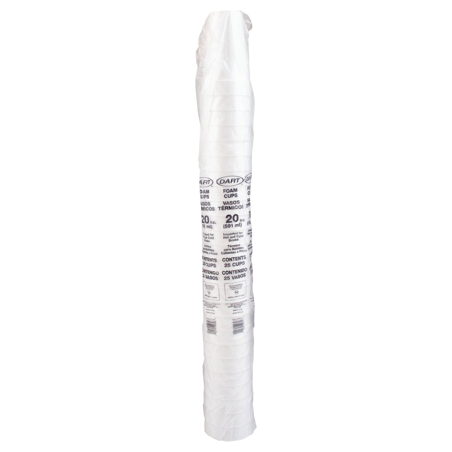 White Insulated Foam Cups 20 oz 500 Count - Disposable J Cup® | Dart 20J16