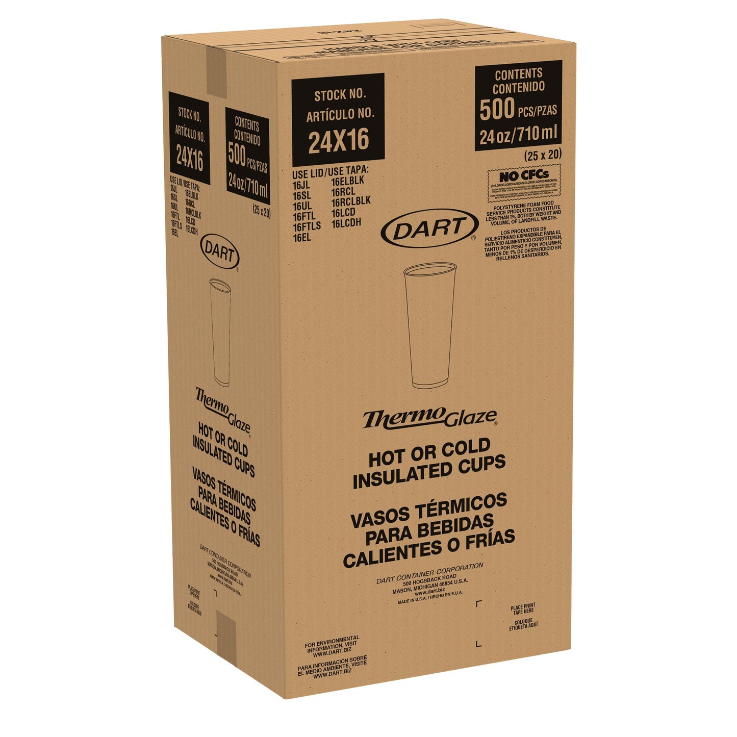 Dart 24 oz Stock Printed EPS Foam Cups - Café G® - Green, 500 Count – 24X16G