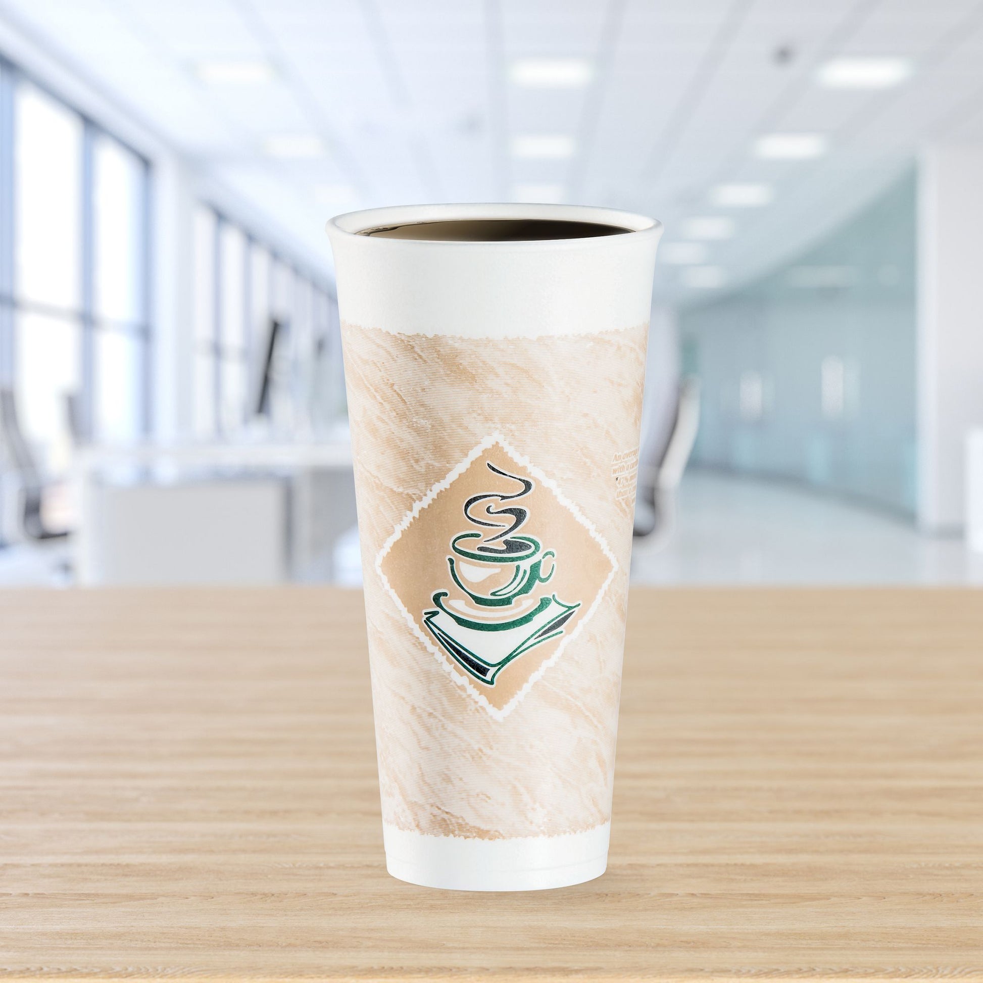 Dart 24 oz Stock Printed EPS Foam Cups - Café G® - Green, 500 Count – 24X16G
