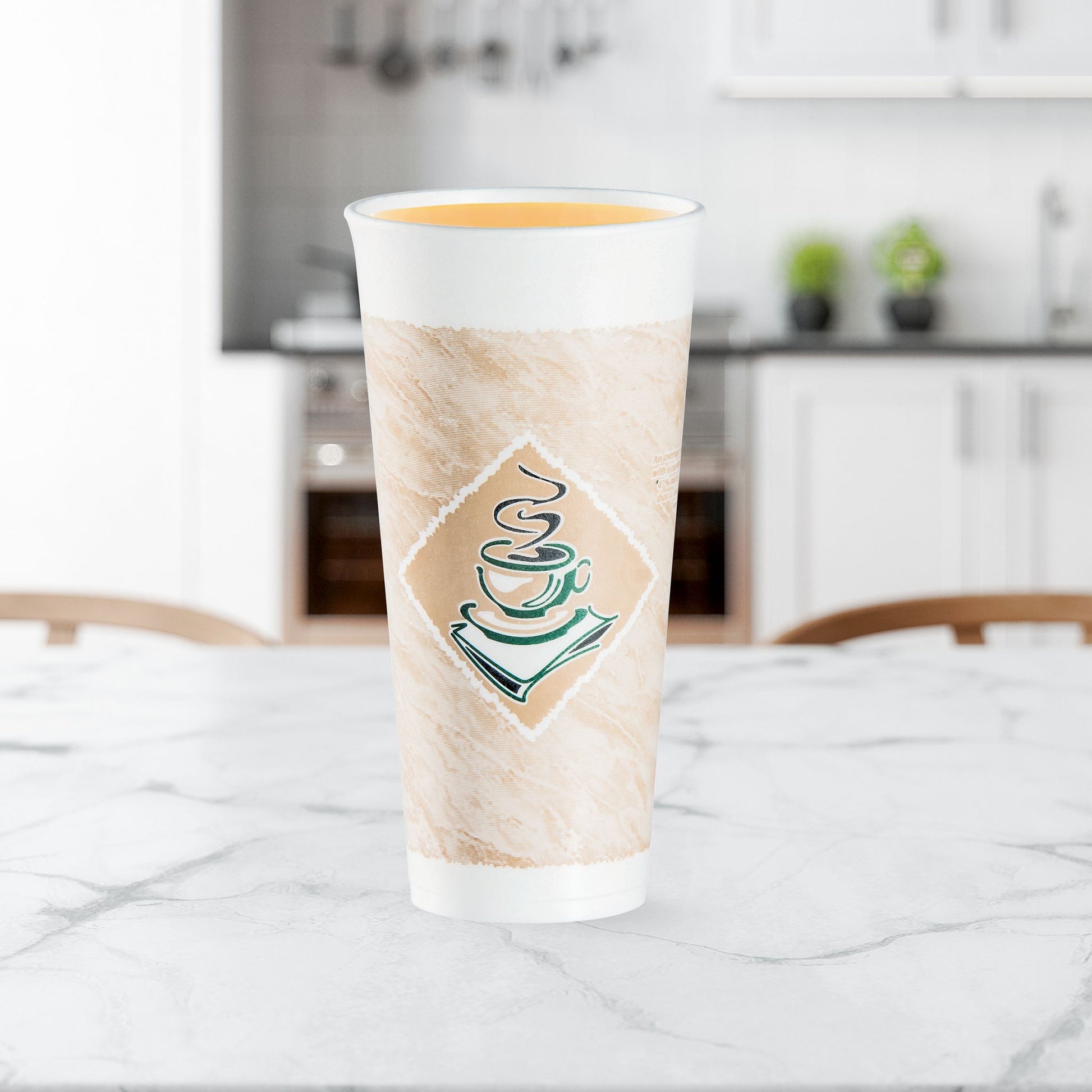 Dart 24 oz Stock Printed EPS Foam Cups - Café G® - Green, 500 Count – 24X16G