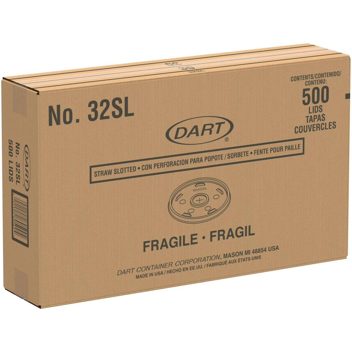 Dart 32 oz Translucent 8-60 oz HIPS Straw-Slotted Lids, 500 Count – 32SL