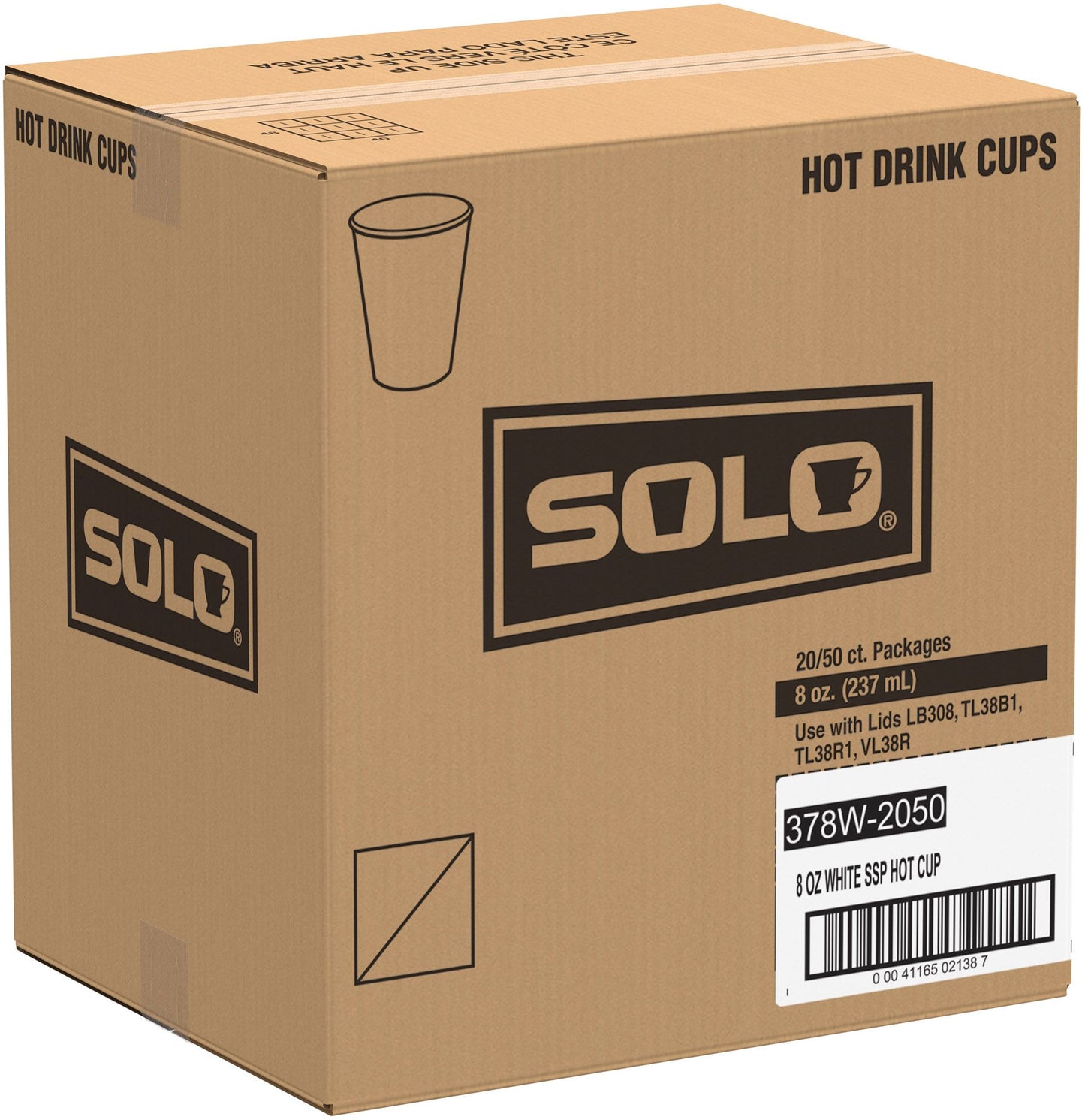 Solo 8 oz White SSP Paper Hot Cups, 1,000 Count – 378W-2050