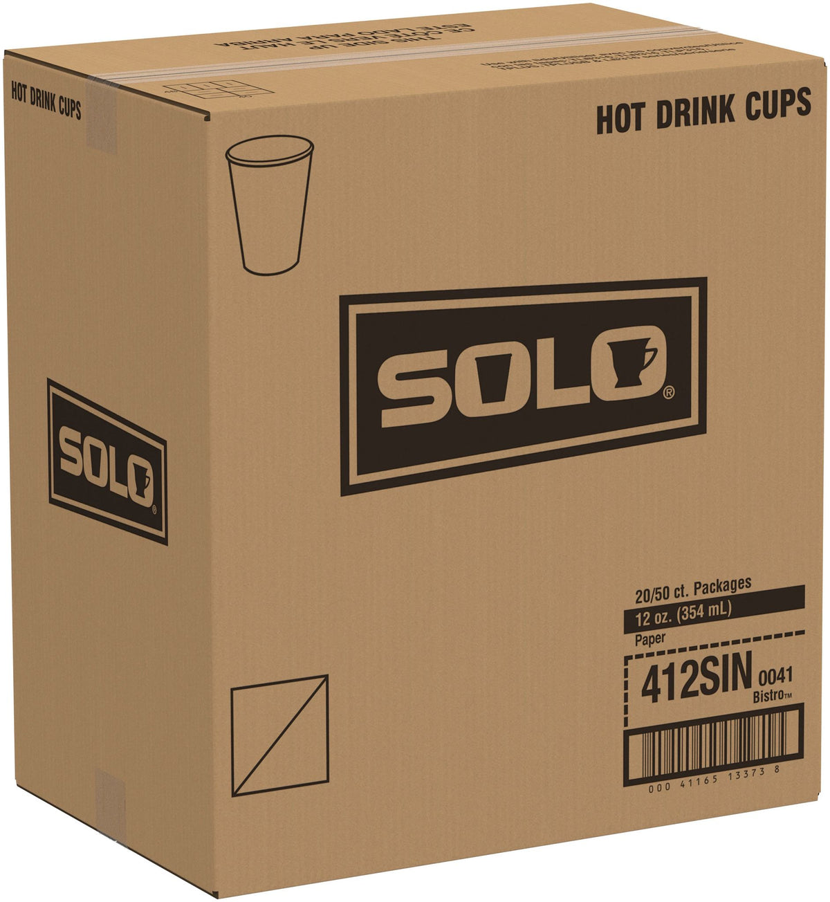 Solo 12 oz Stock Printed SSP Paper Hot Cups - Bistro®, 1,000 Count – 412SIN-0041