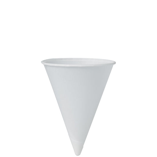 Solo 4 oz White Treated Paper Cone Water Cups, 5,000 Count – 4BR-2050
