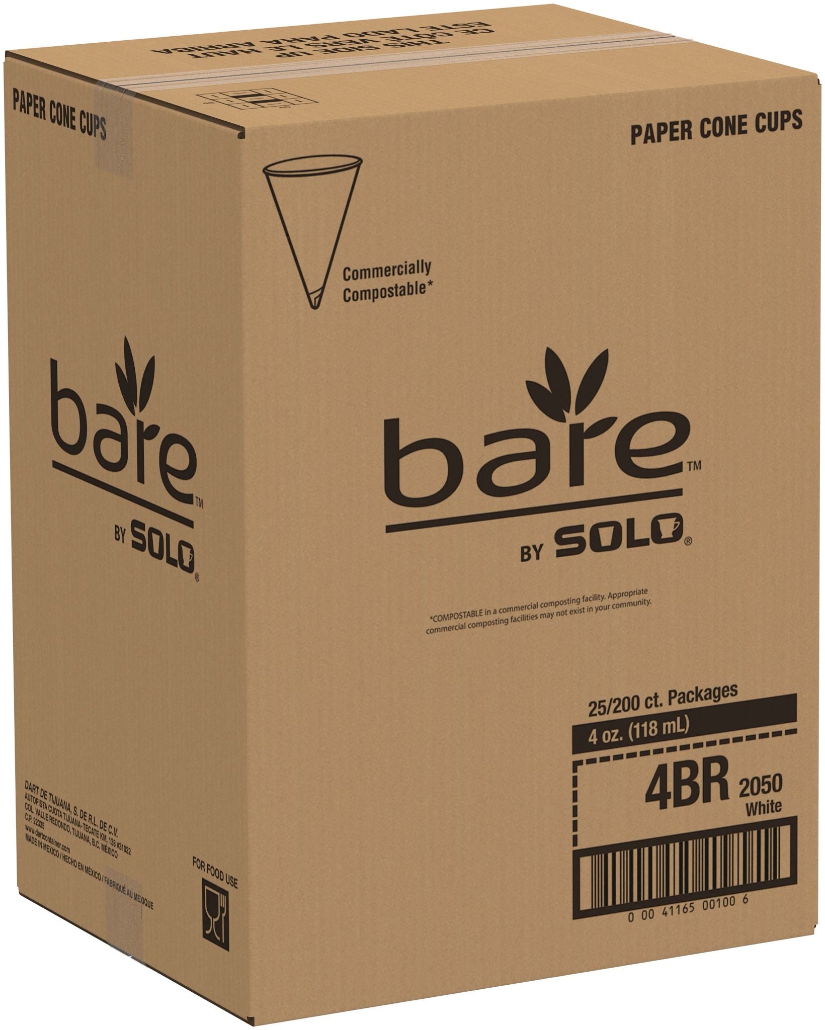 Solo 4 oz White Treated Paper Cone Water Cups, 5,000 Count – 4BR-2050