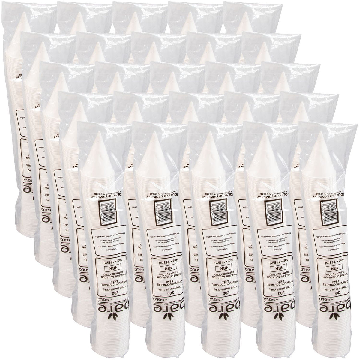 Solo 4 oz White Treated Paper Cone Water Cups, 5,000 Count – 4BR-2050