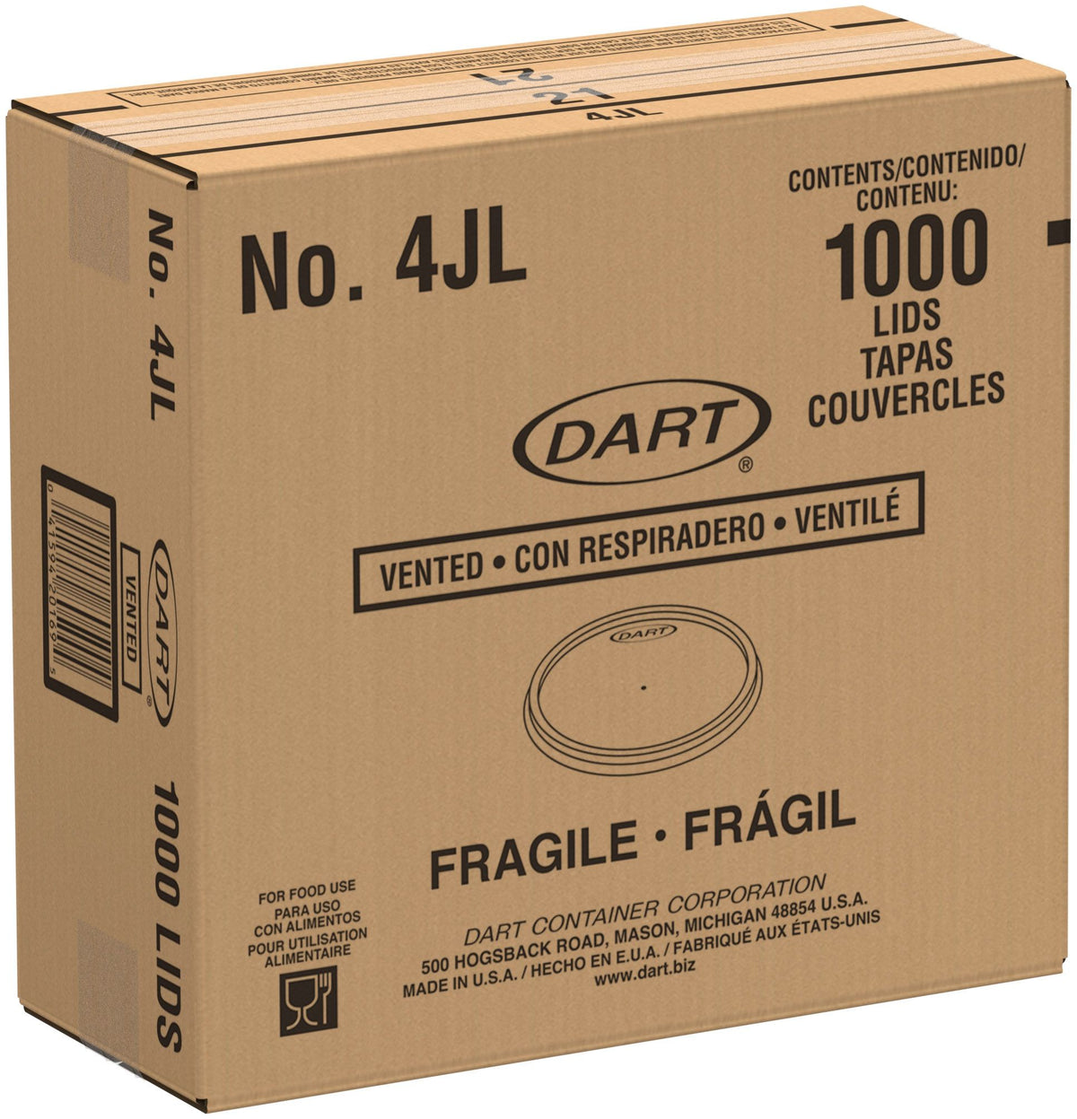 Dart 4 oz Translucent HIPS Plastic Vented Lids, 1,000 Count – 4JL