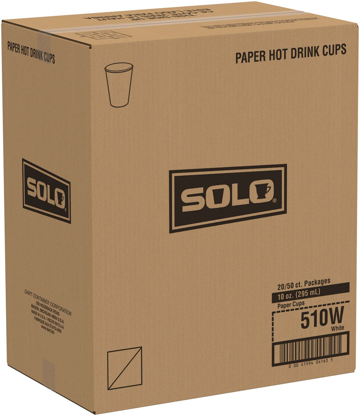 Solo 10 oz White SSP Paper Hot Cups, 1,000 Count – 510W