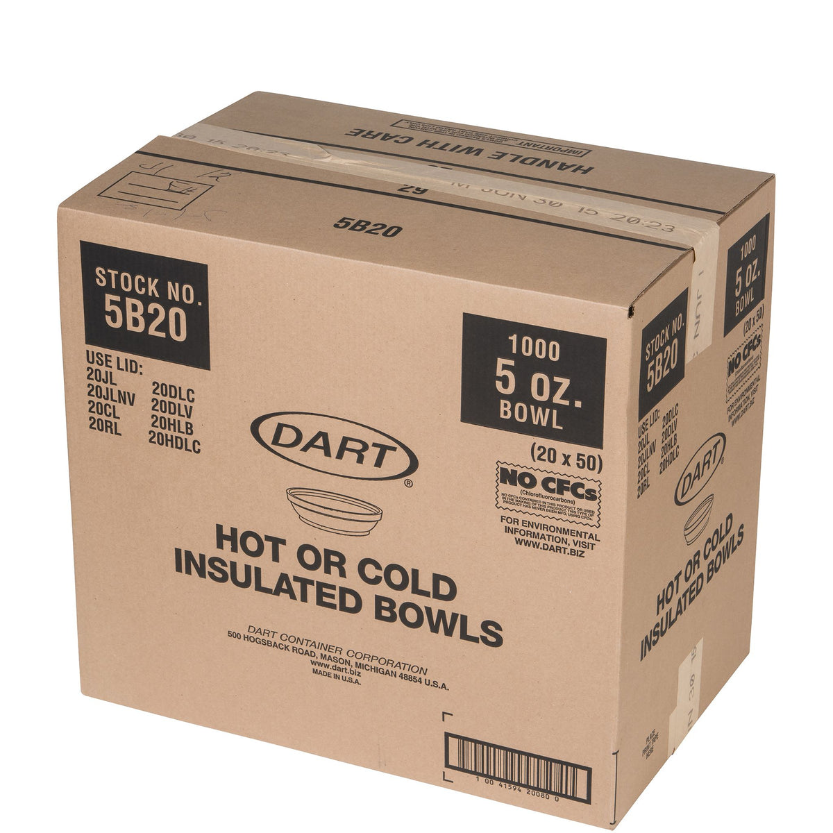 Dart 5 oz White EPS Foam Bowl, 1,000 Count – 5B20