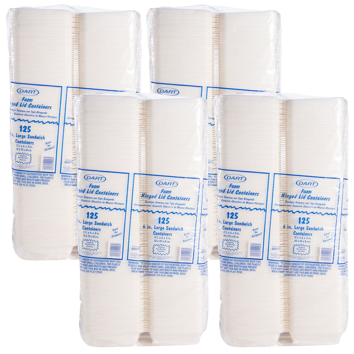Dart 6 in White XPS Foam Sandwich Containers, 500 Count – 60HT1