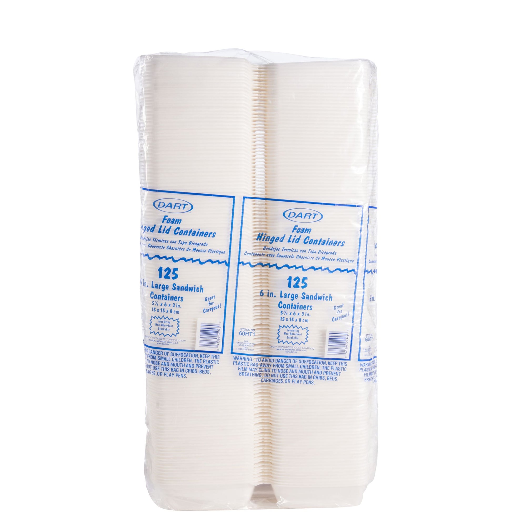 Dart 6 in White XPS Foam Sandwich Containers, 500 Count – 60HT1