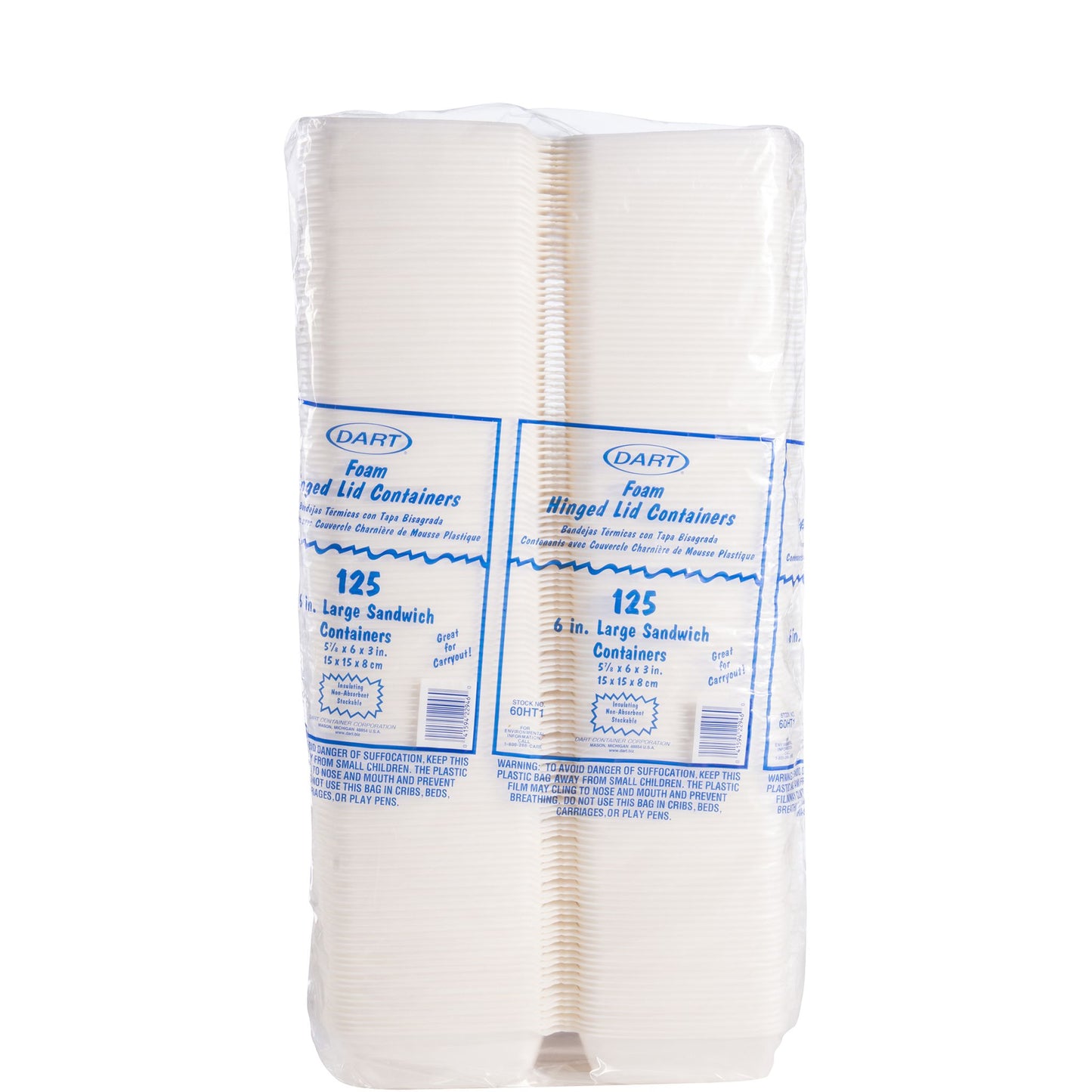 Dart 6 in White XPS Foam Sandwich Containers, 500 Count – 60HT1