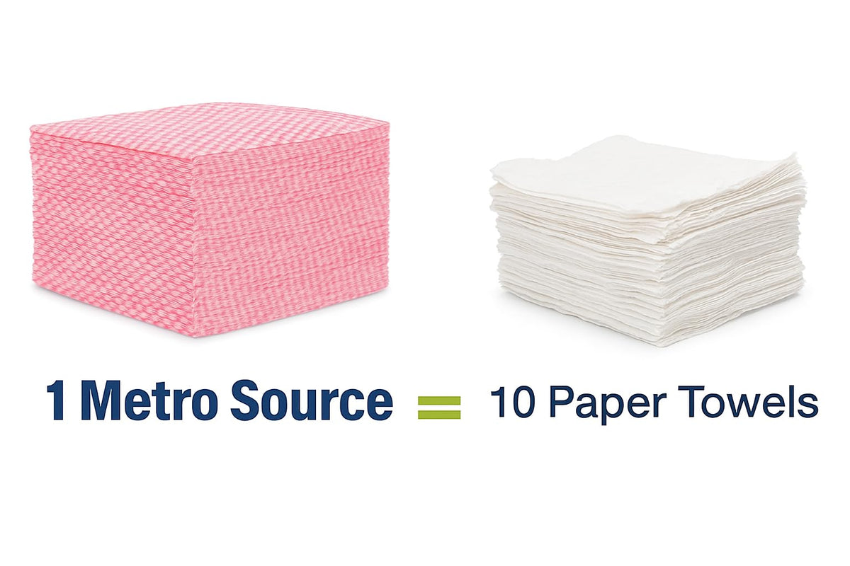 Metro Source 13" x 23" Pink Diamond-Pattern Reusable Foodservice Towels – Cloth-Like Low-Lint 1/4-Fold Cleaning Wip – product image 5