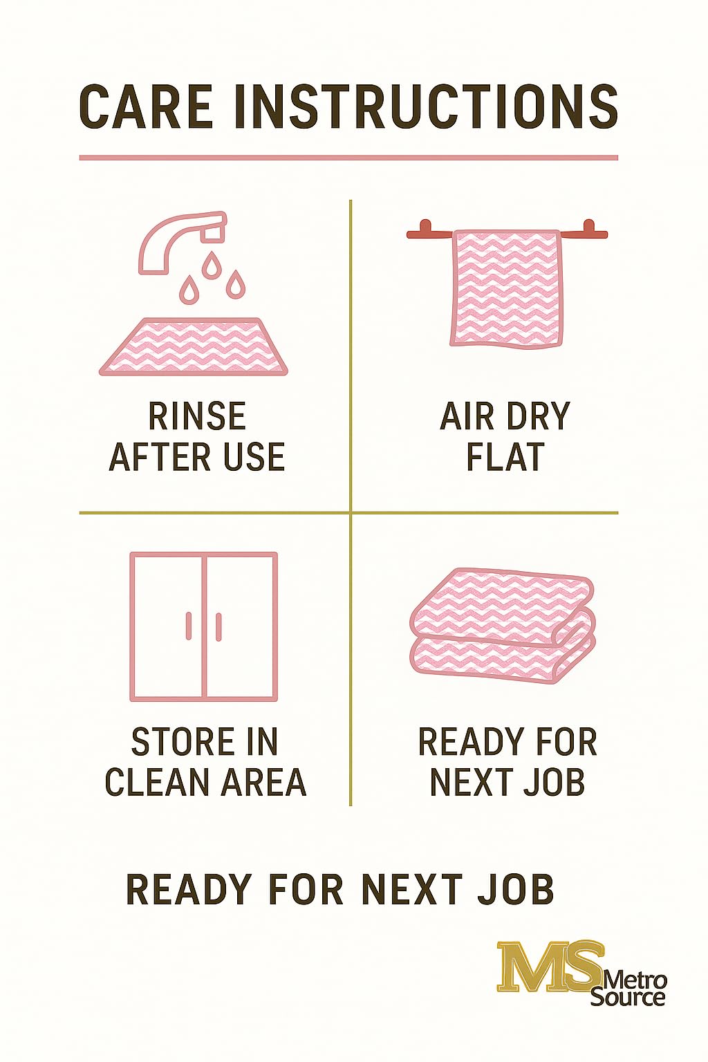 Metro Source 13" x 23" Pink Diamond-Pattern Reusable Foodservice Towels – Cloth-Like Low-Lint 1/4-Fold Cleaning Wip – product image 8