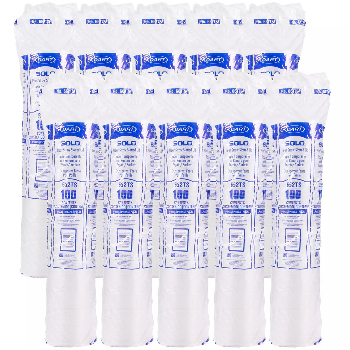 Dart 5-20 oz Clear PET Plastic Straw-Slotted Lids, 1,000 Count – 662TS