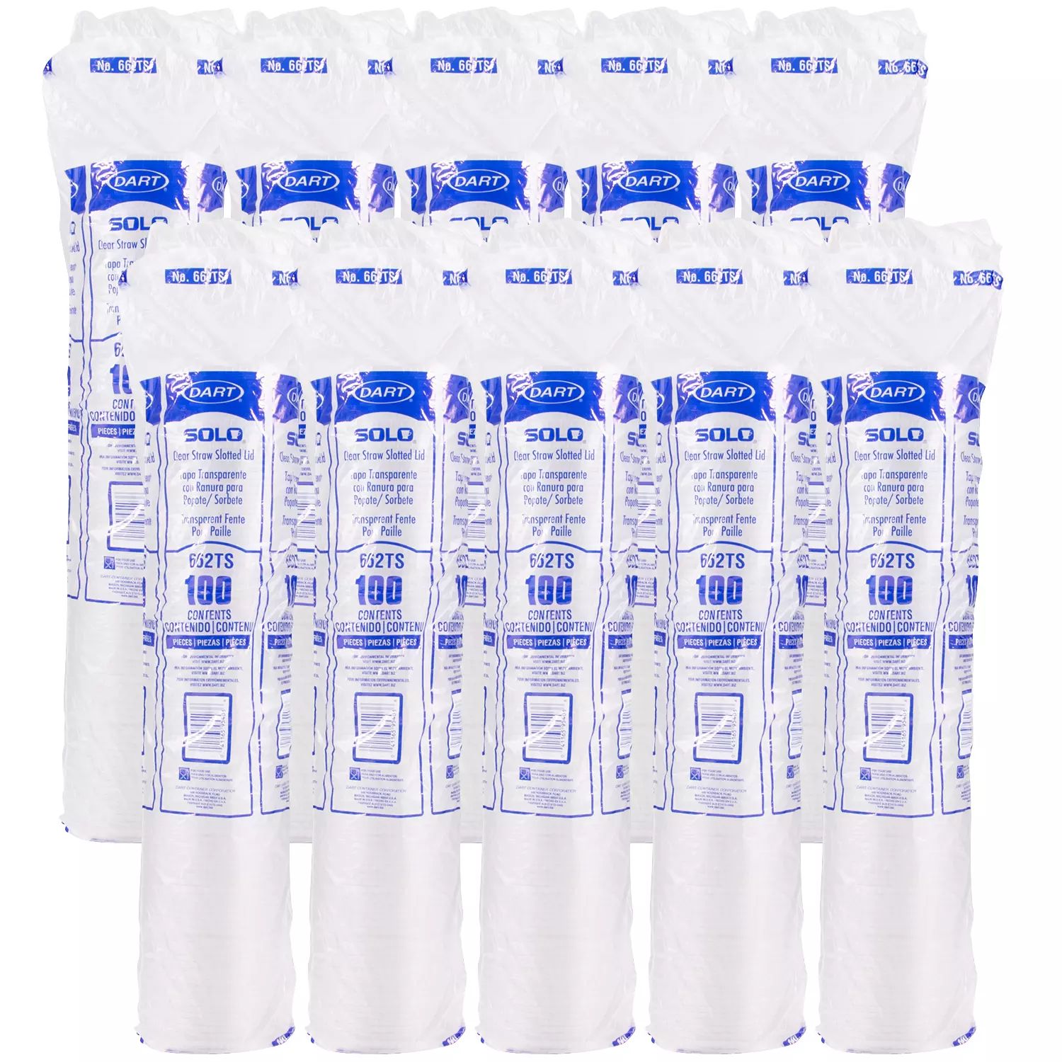 Dart 5-20 oz Clear PET Plastic Straw-Slotted Lids, 1,000 Count – 662TS