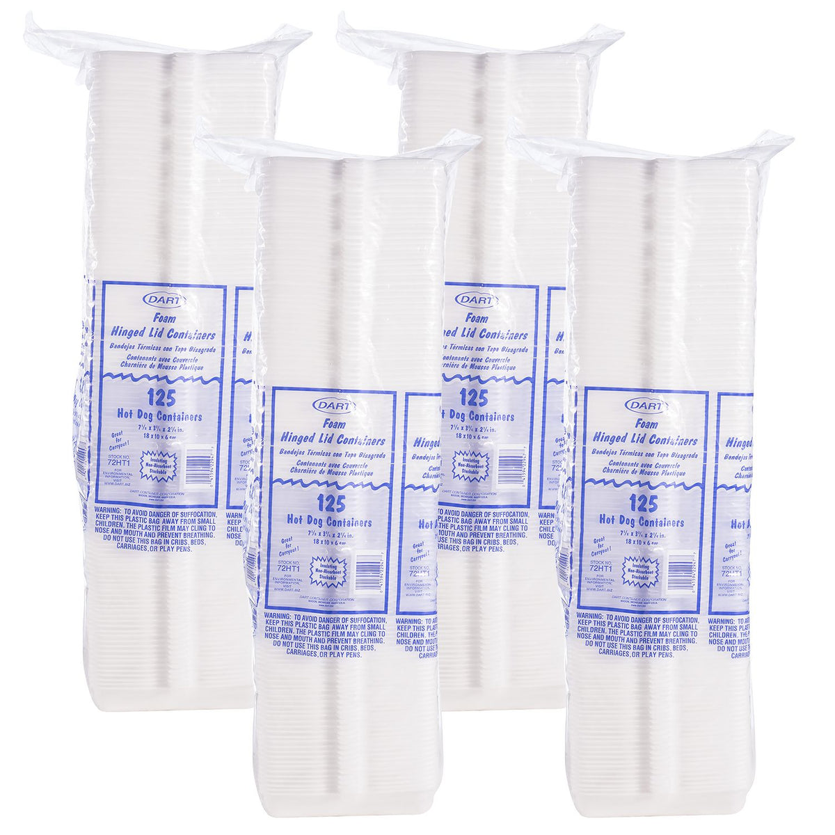 Dart 7.13 x 3.75 in White 7 x 3 in EPS Foam Hot Dog Containers, 500 Count – 72HT1