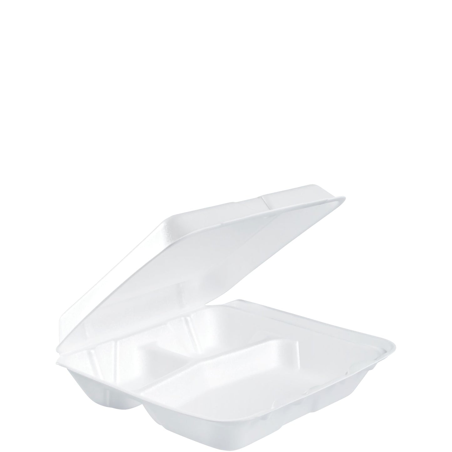 Dart 8 in White XPS Foam 3-Compartment Containers, 200 Count – 80HT3R