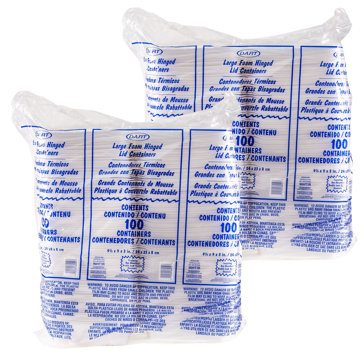 Dart 9 in White XPS Foam Containers, 200 Count – 90HT1R